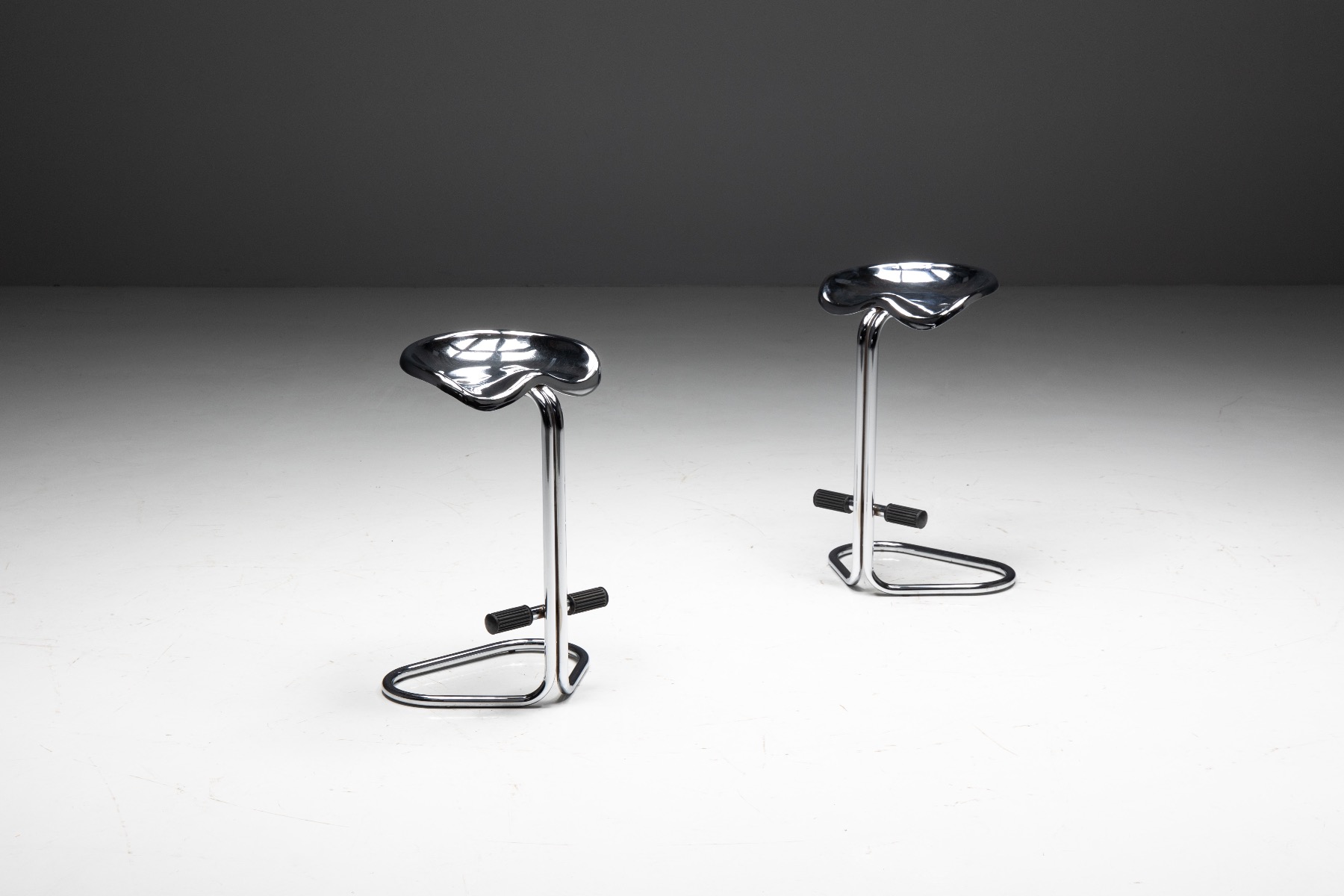 Chrome Tractor Stools by Rodney Kinsman for Bieffeplast, Italy - 1960s