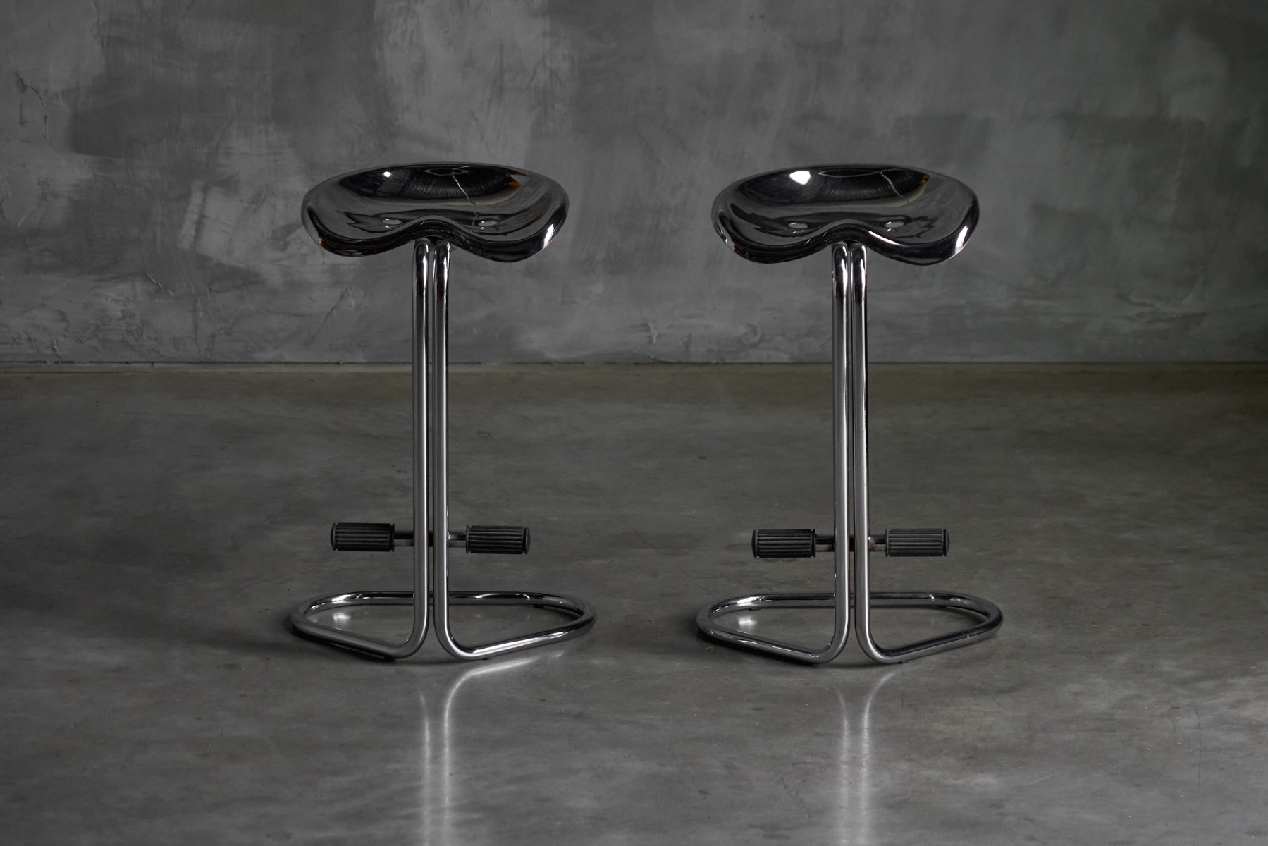 Chrome Tractor Stools by Rodney Kinsman for Bieffeplast, Italy - 1960s