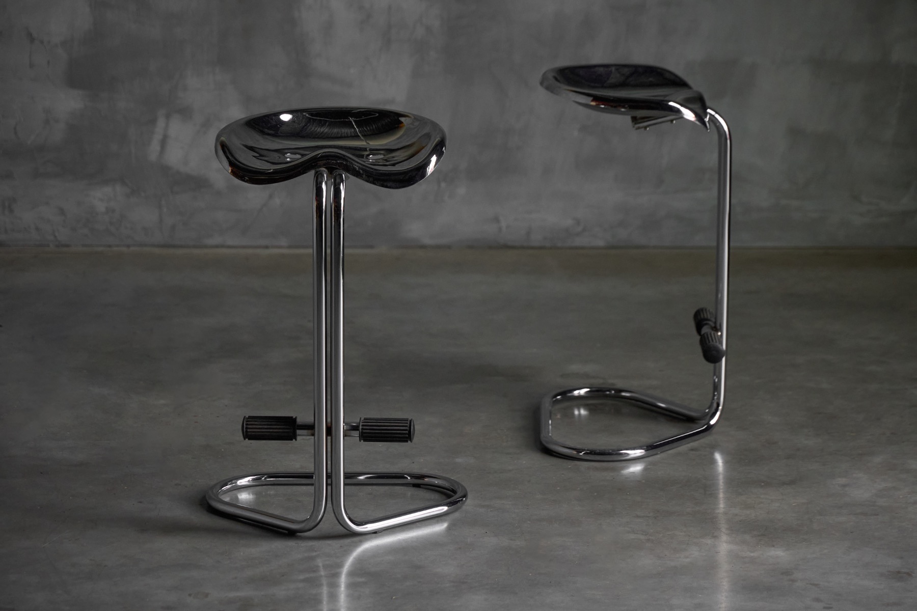 Chrome Tractor Stools by Rodney Kinsman for Bieffeplast, Italy - 1960s