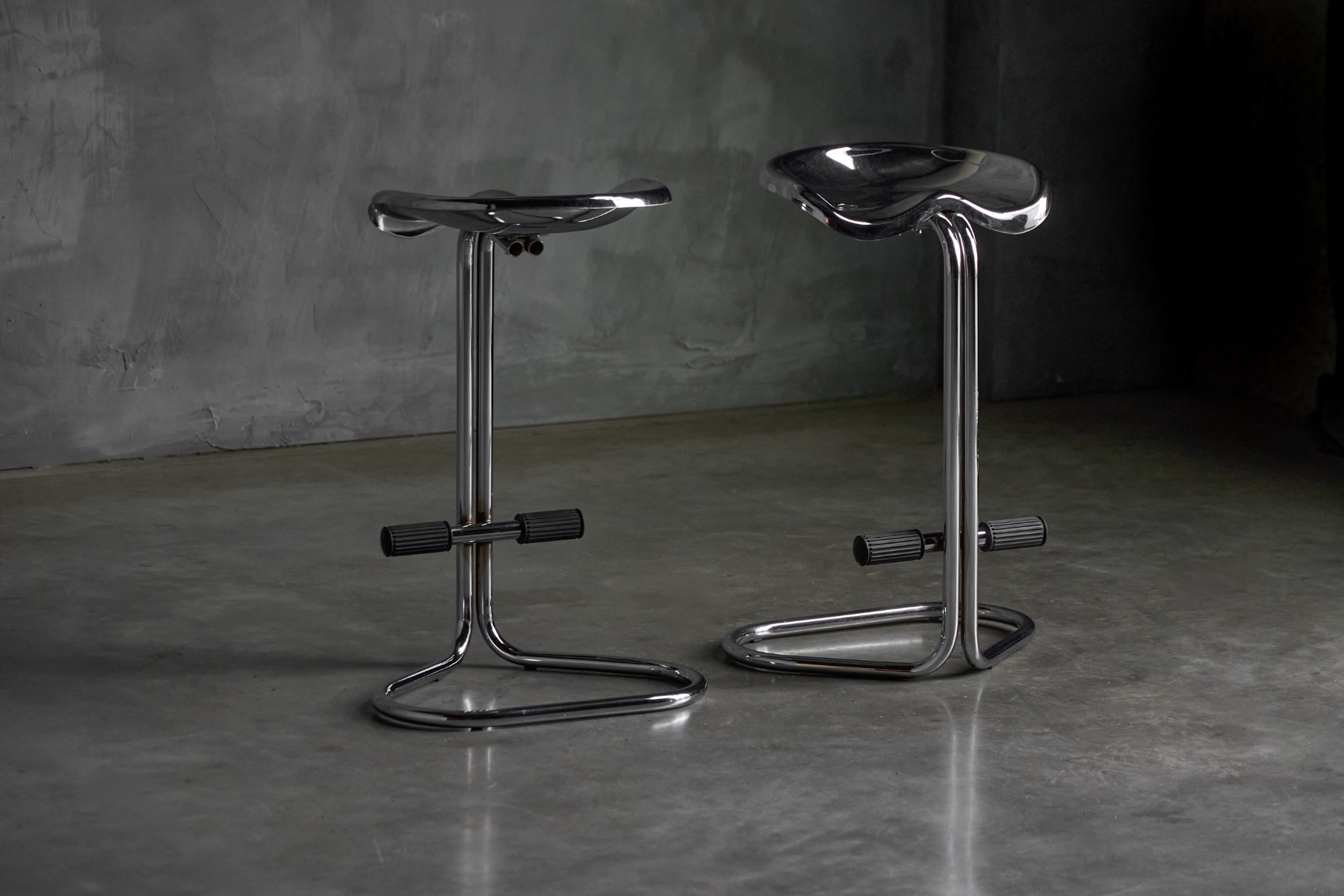 Chrome Tractor Stools by Rodney Kinsman for Bieffeplast, Italy - 1960s