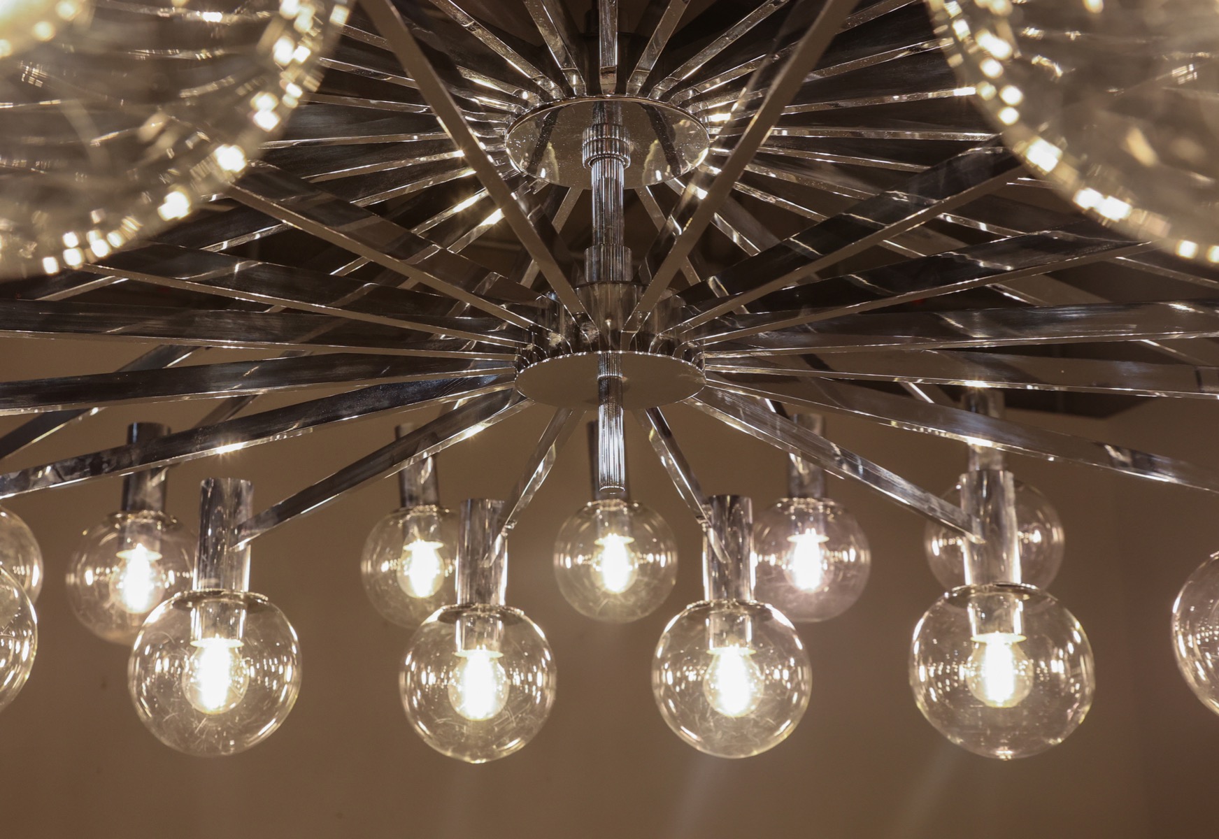 Post-modern Chrome Chandelier - 1970's