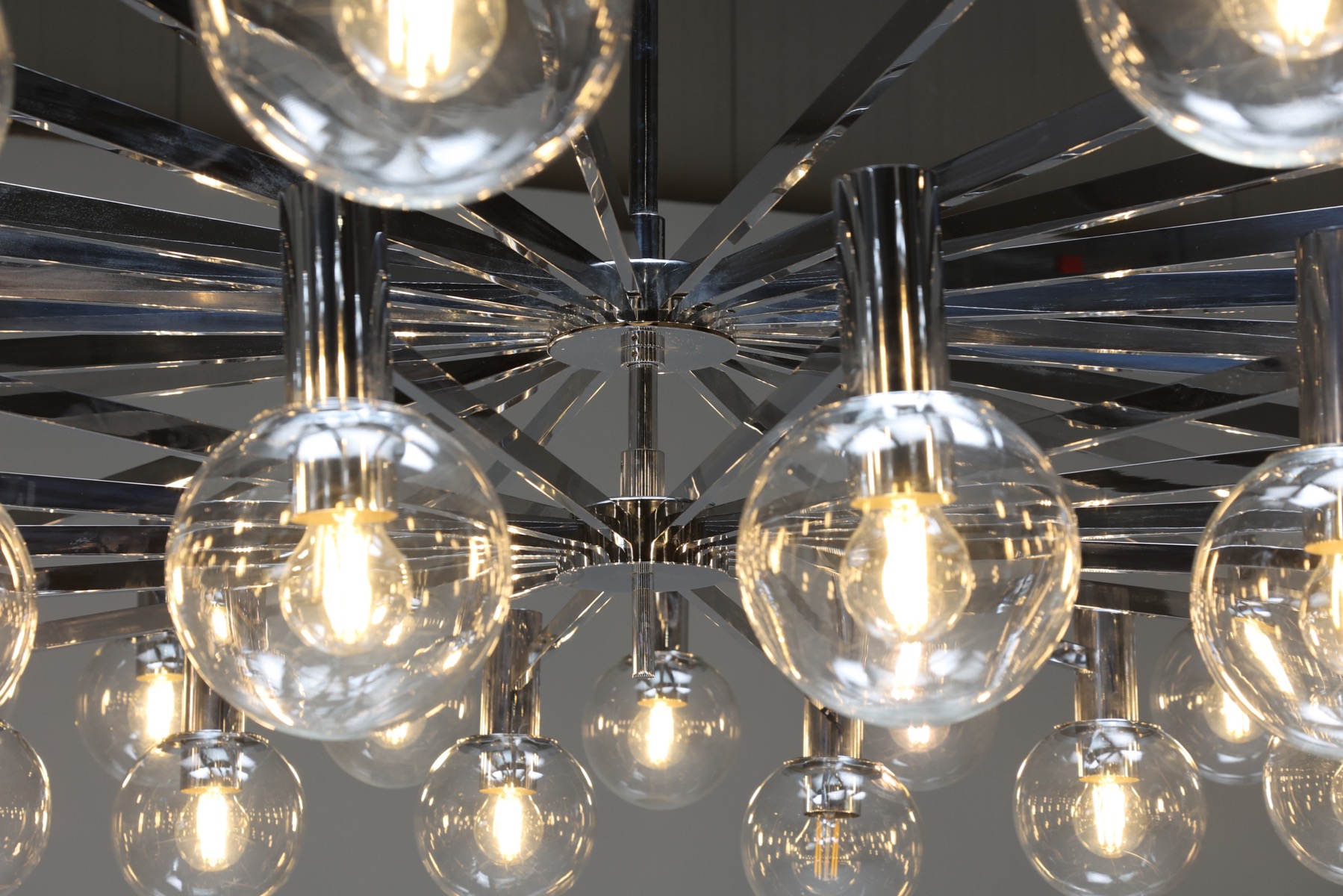 Post-modern Chrome Chandelier - 1970's