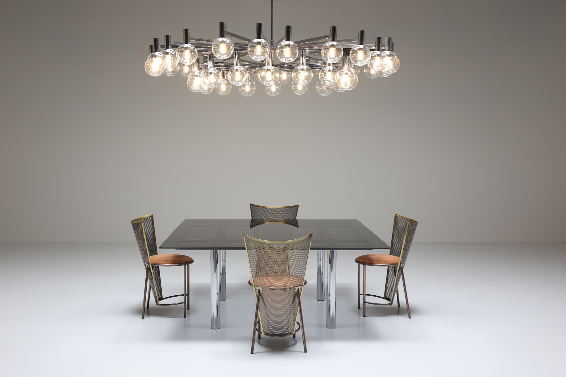 Post-modern Chrome Chandelier - 1970's