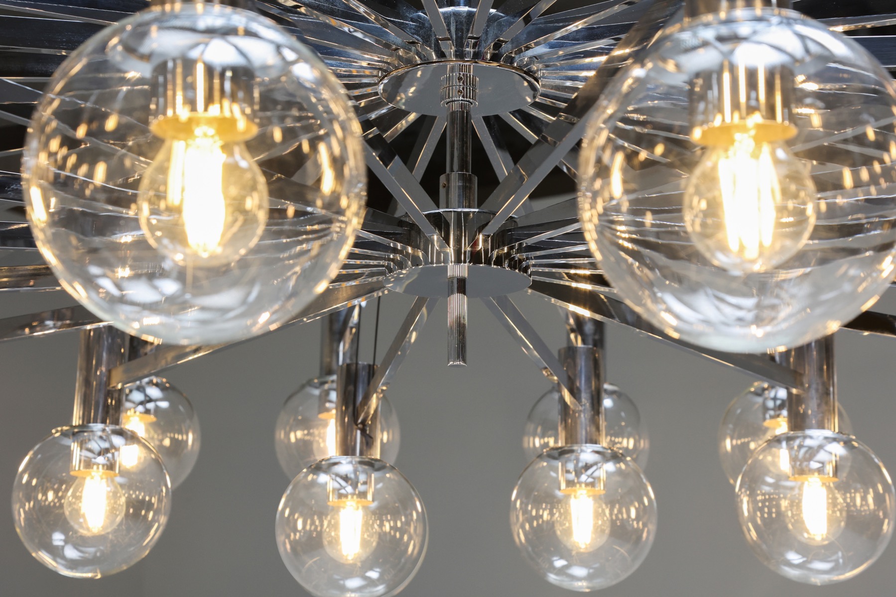 Post-modern Chrome Chandelier - 1970's