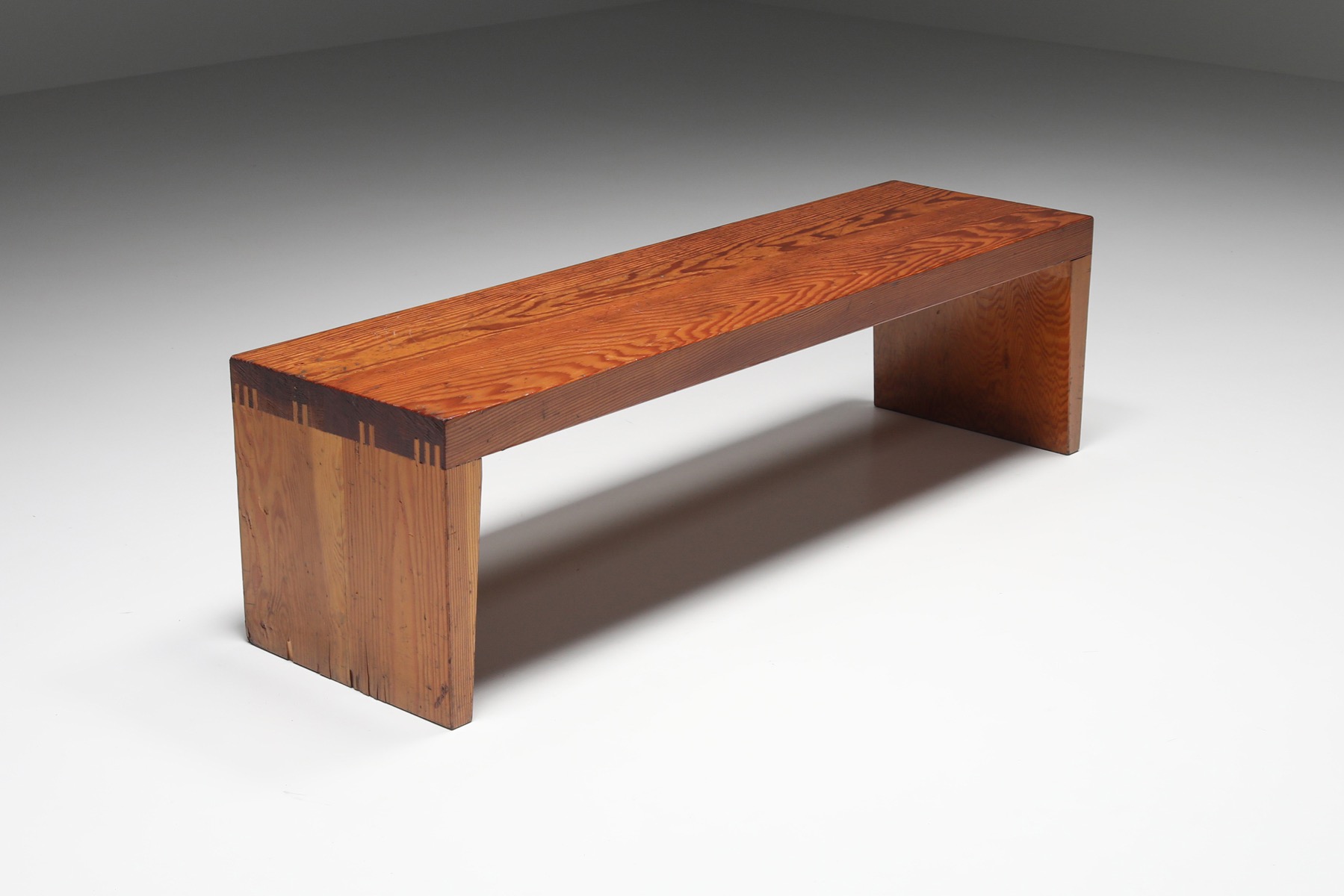 Minimalist church bench in solid wood - 1950s