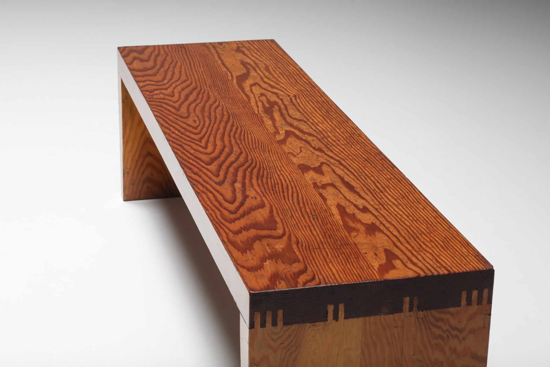 Minimalist church bench in solid wood - 1950s