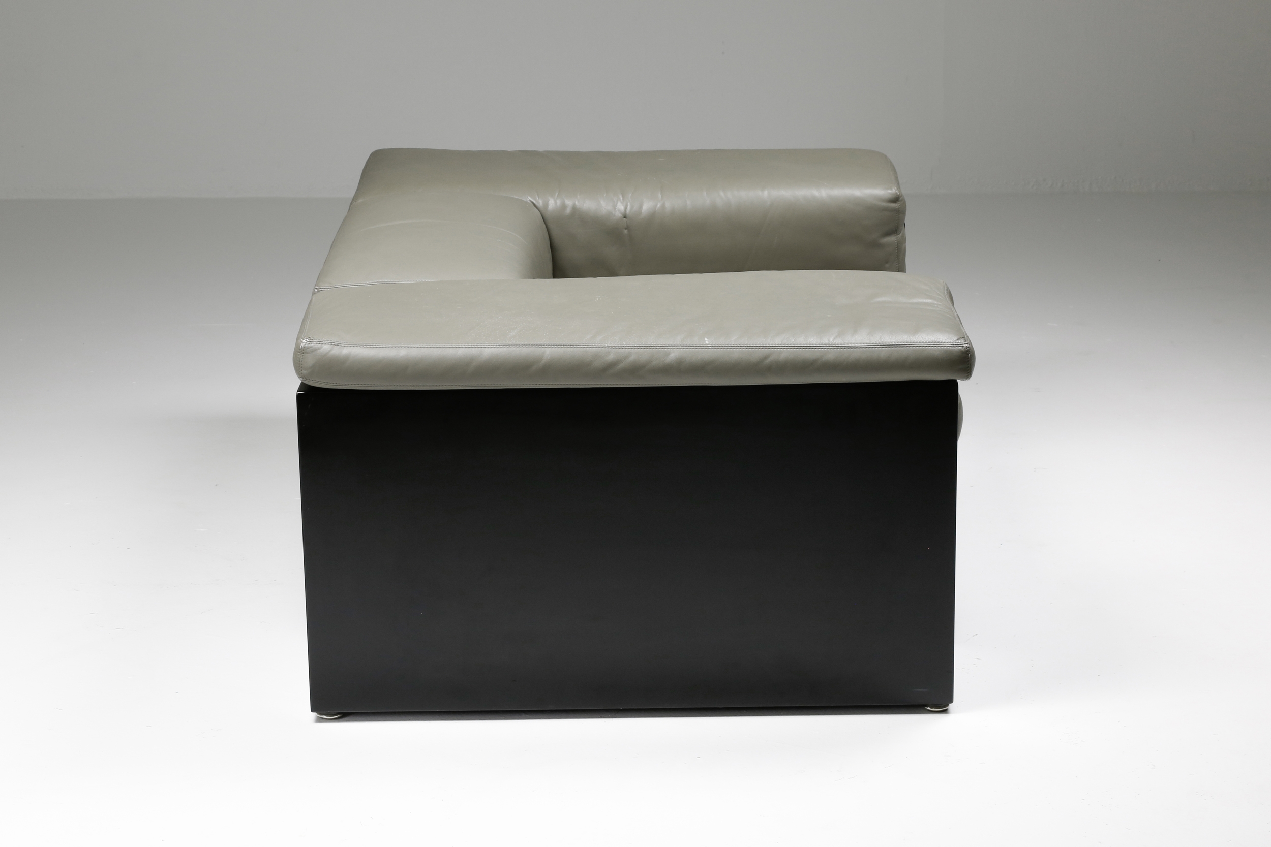 Post-modern Cini Boeri 'Brigadier' Lounge Chairs in Elephant Grey Leather - 1980s