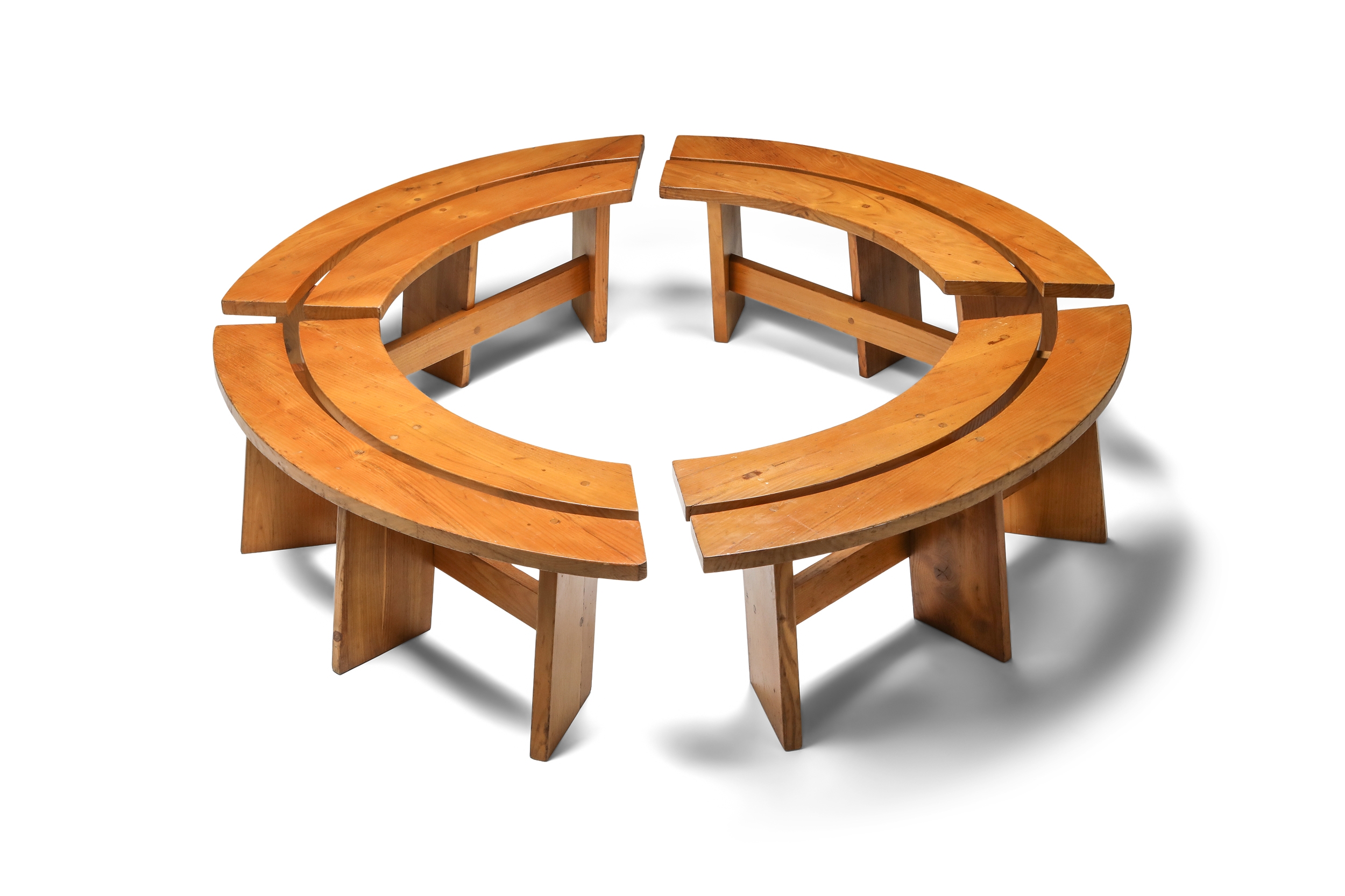 Pierre Chapo Curved Benches in French Elm - 1960s