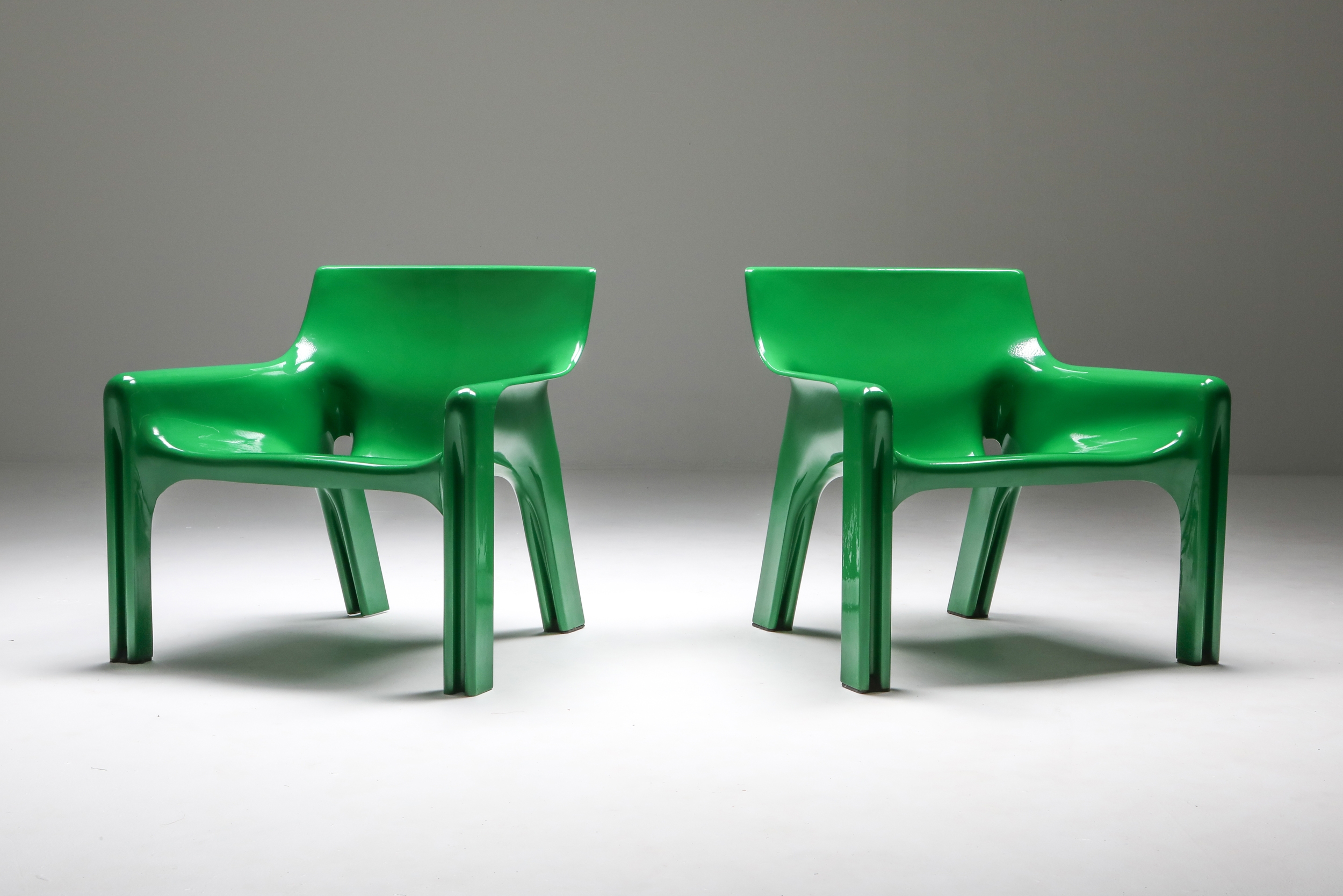 Green Magistretti 'Vicario' Armchairs - 1970s