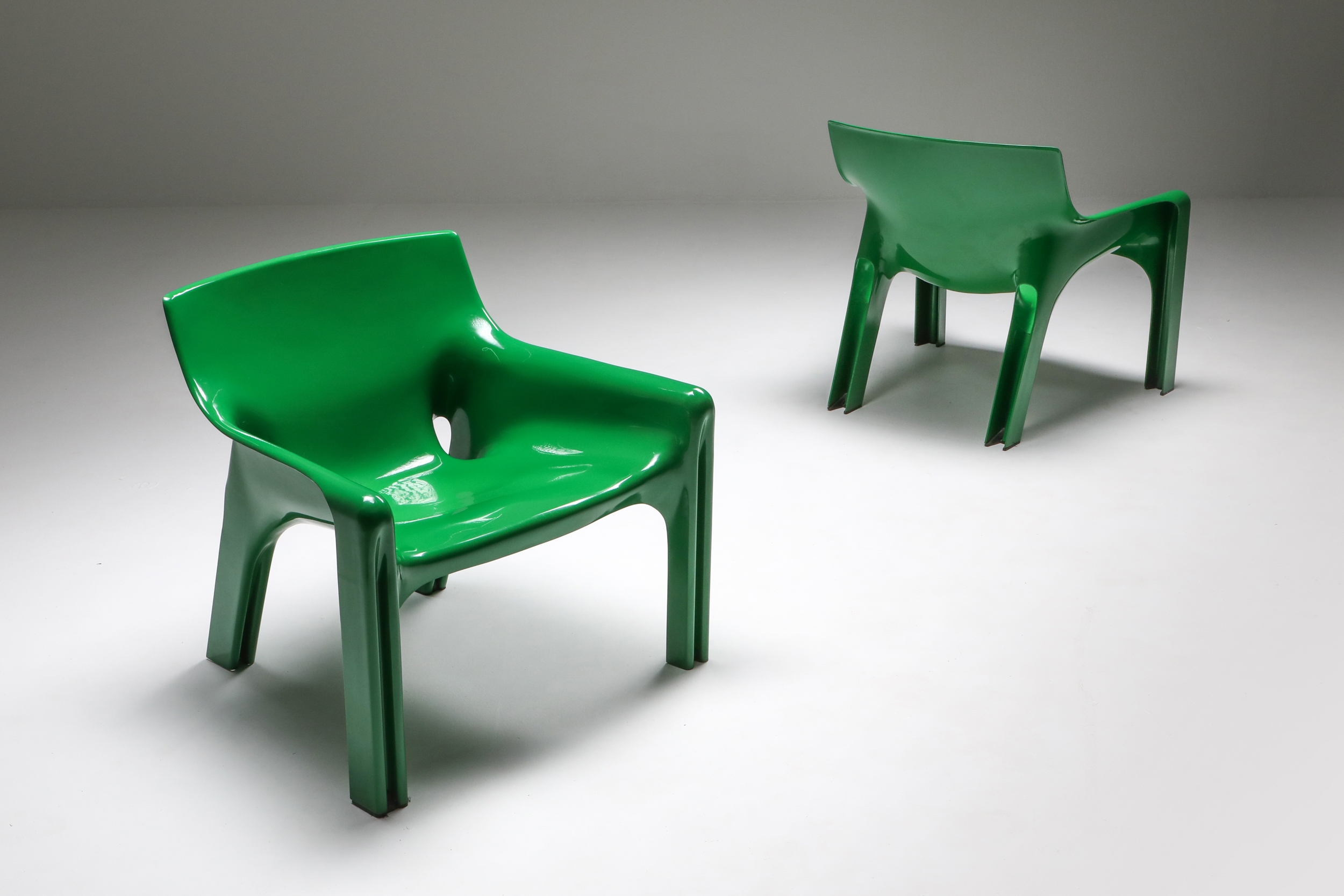 Green Magistretti 'Vicario' Armchairs - 1970s