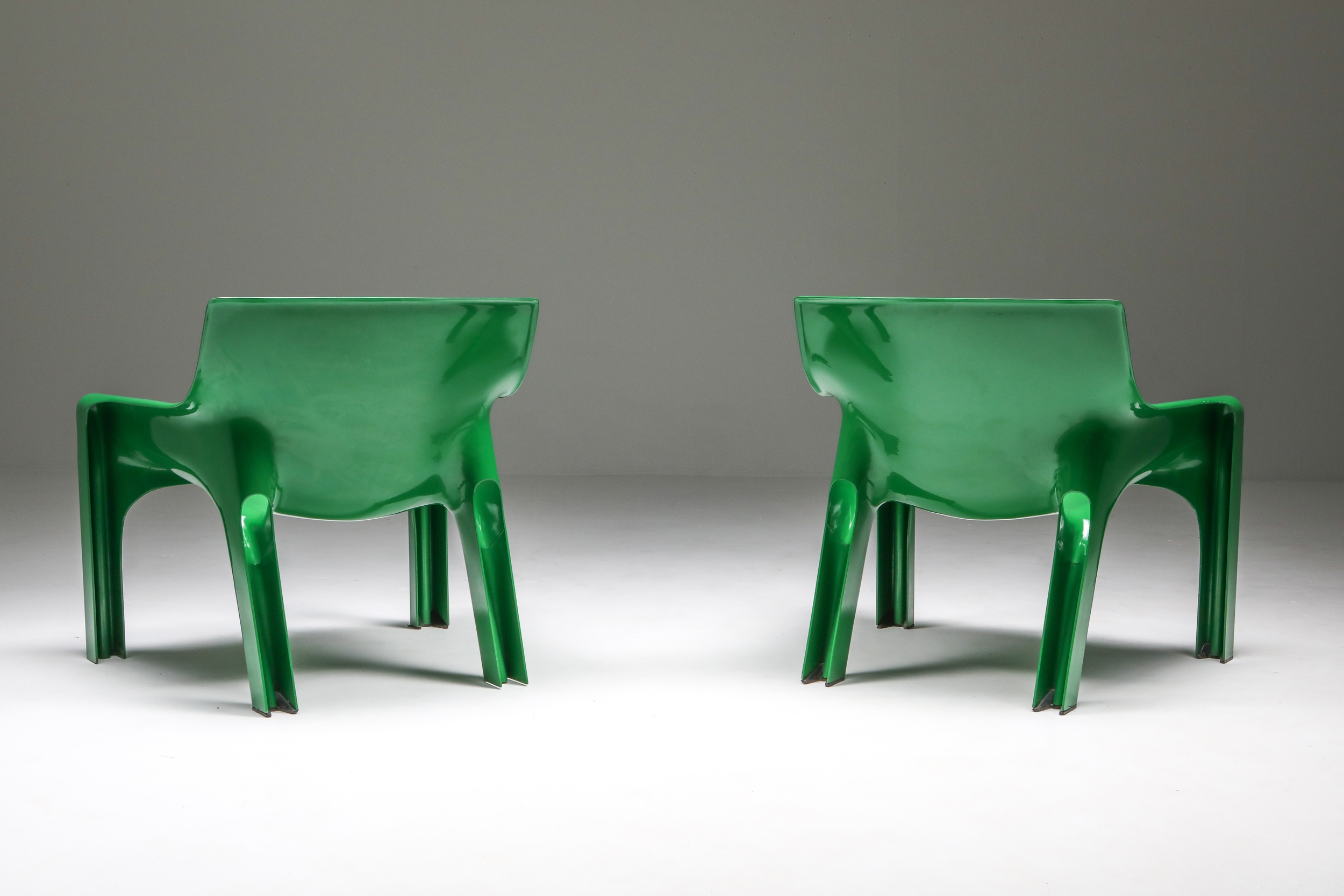 Green Magistretti 'Vicario' Armchairs - 1970s