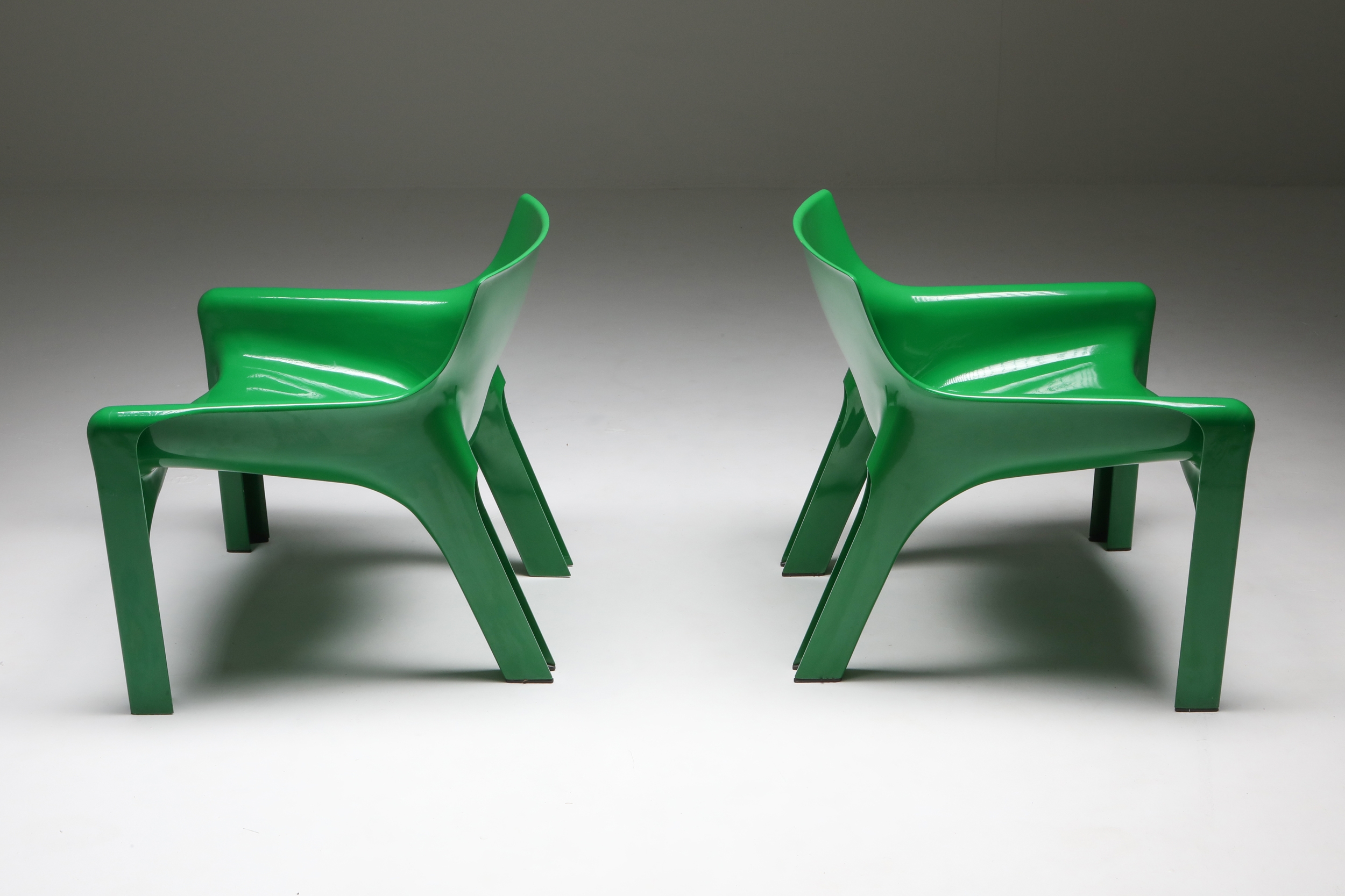 Green Magistretti 'Vicario' Armchairs - 1970s