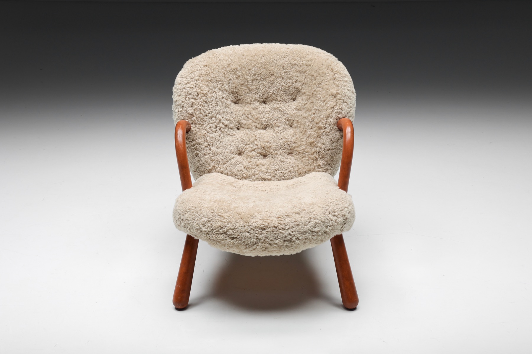 Clam Chair in Sheepskin by Philip Arctander - 1944