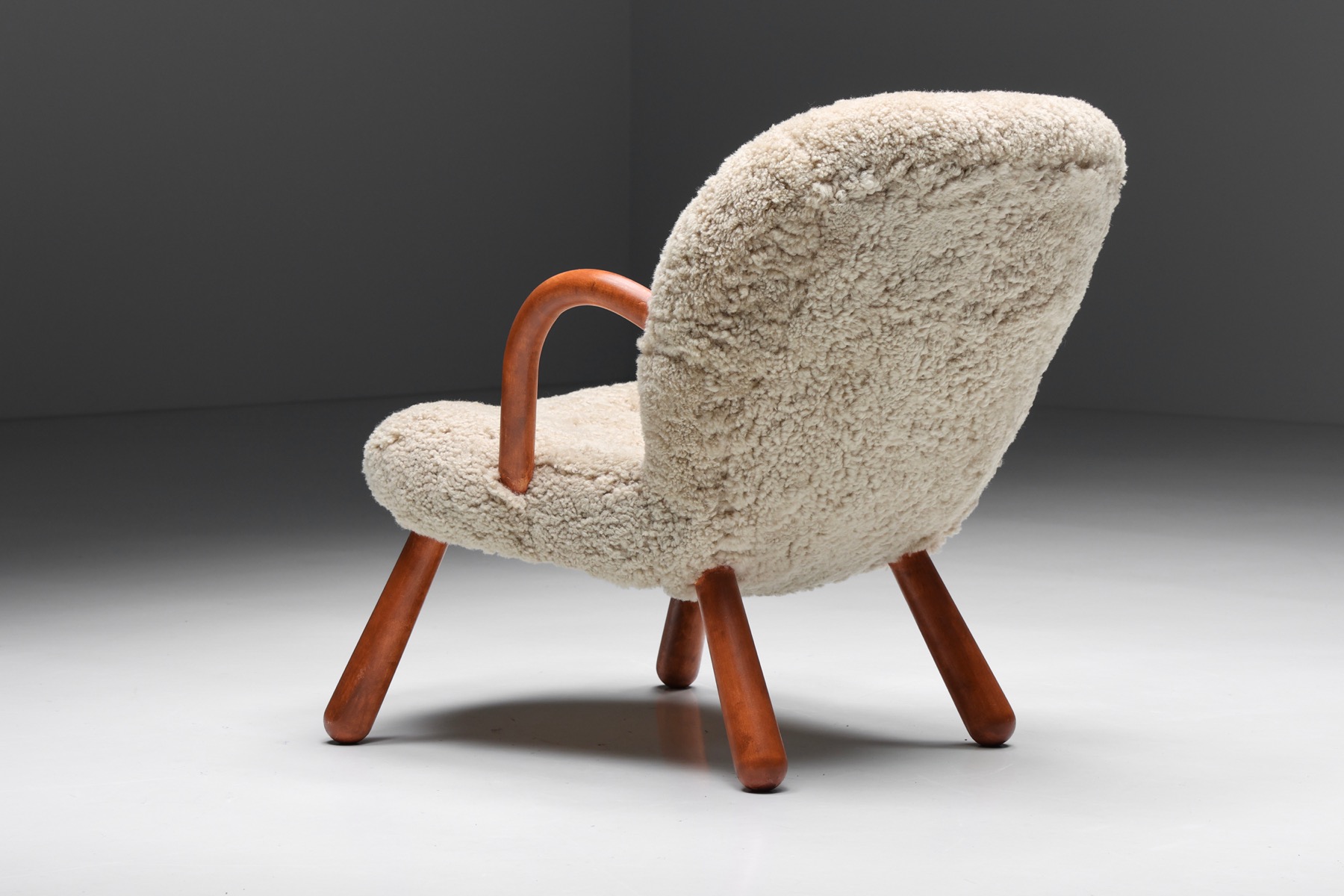 Clam Chair in Sheepskin by Philip Arctander - 1944