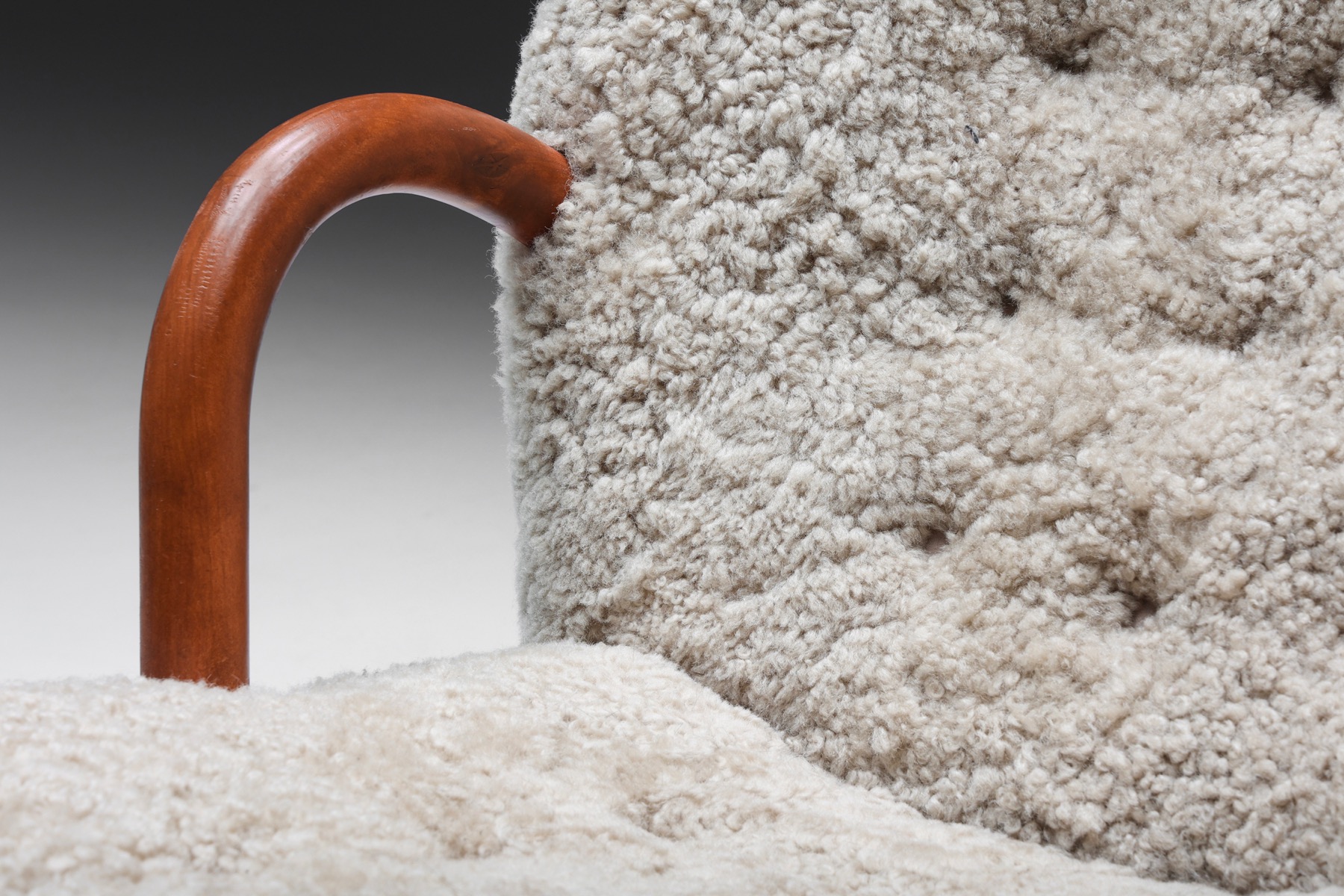 Clam Chair in Sheepskin by Philip Arctander - 1944