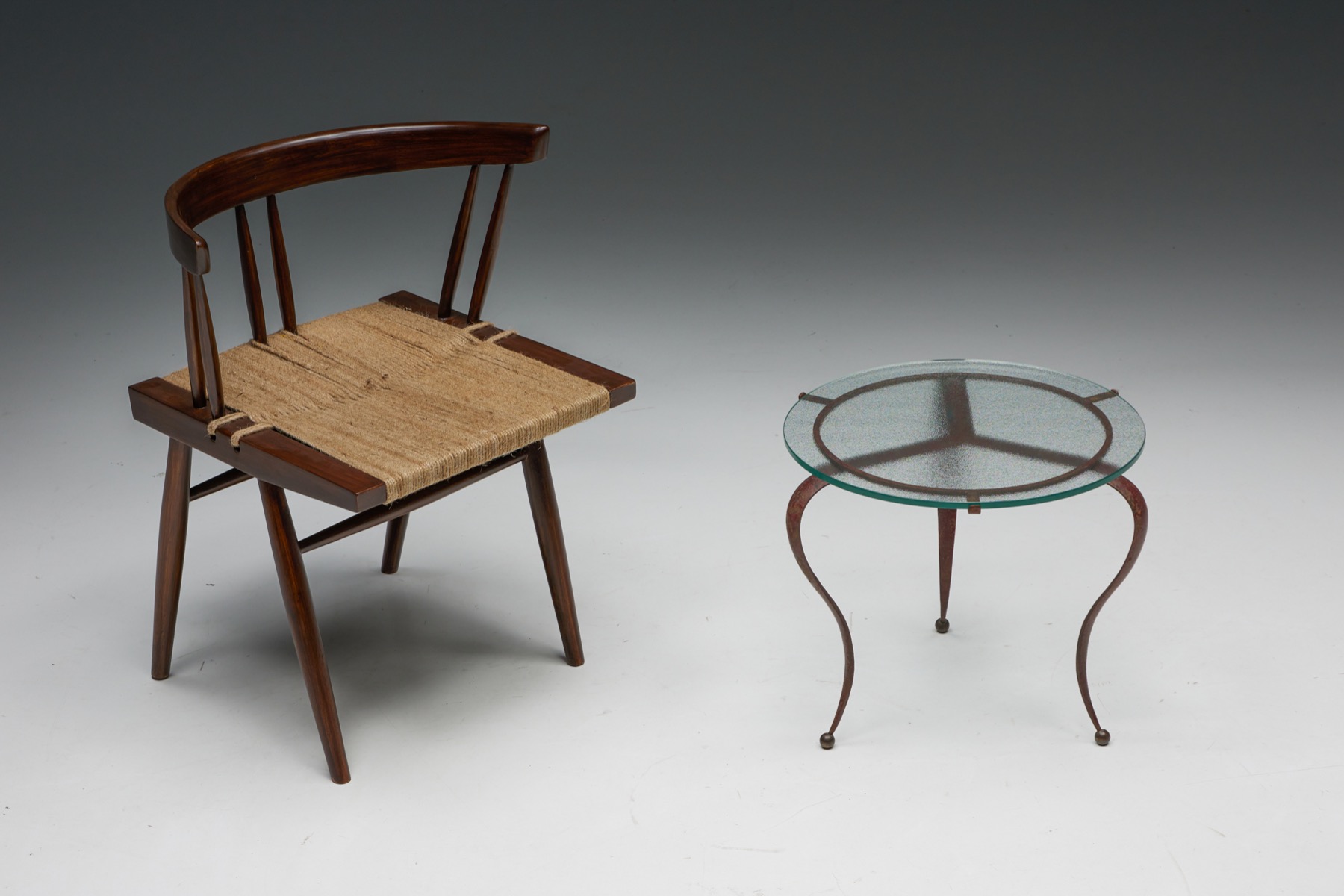 Glass & Iron Coffee Table by René Drouet - 1940's