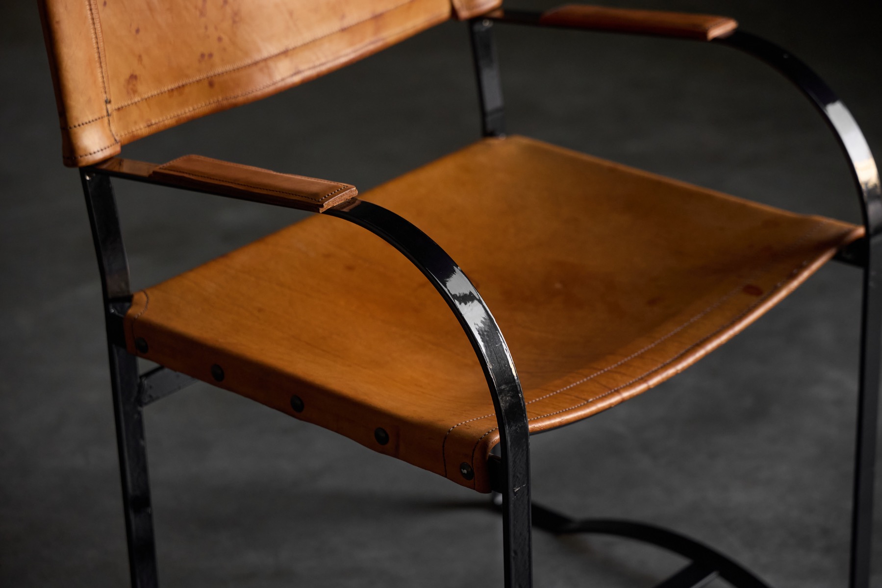 Cognac Leather Armchair Mid-Century Modern - 1960s
