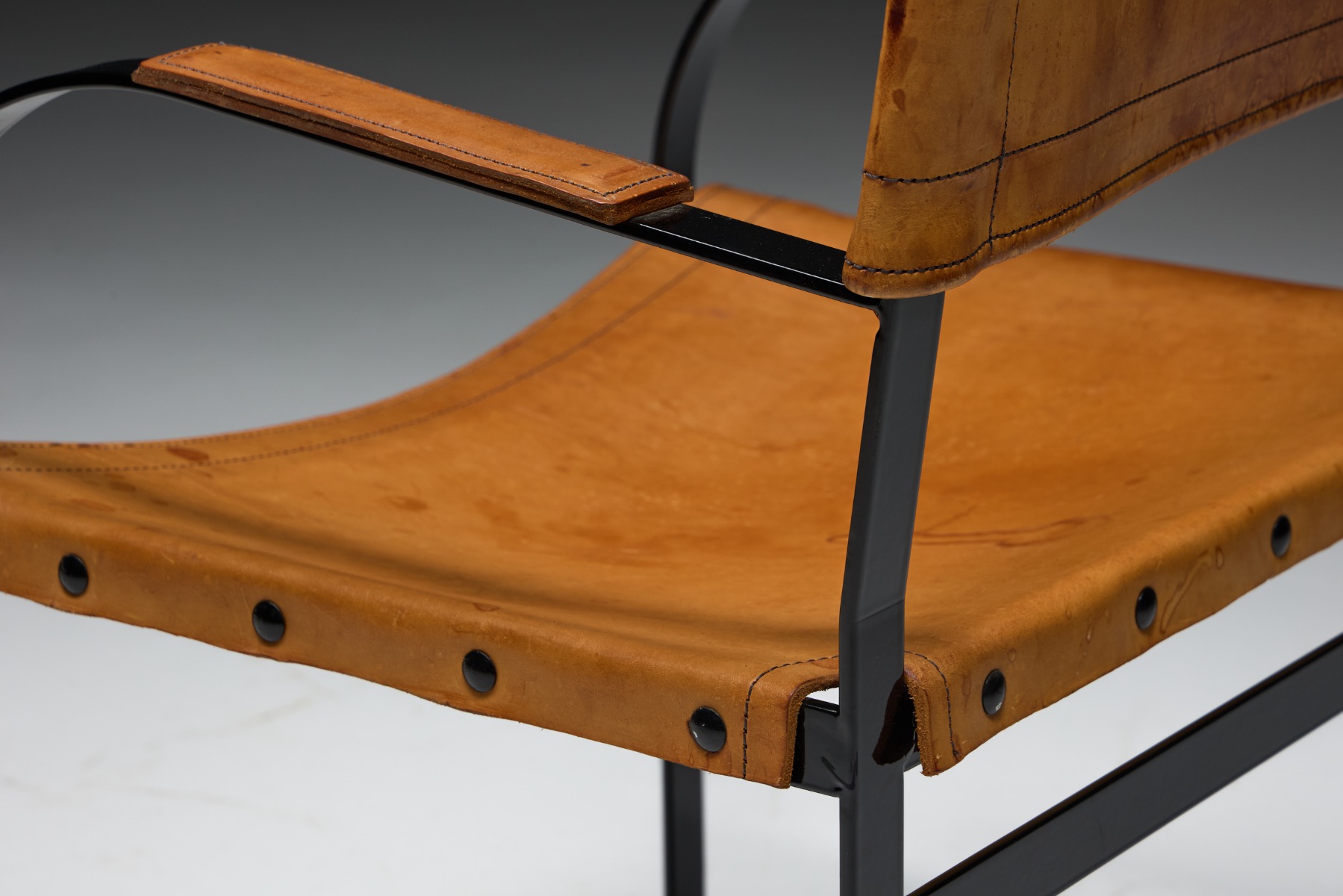 Cognac Leather Armchair Mid-Century Modern - 1960s