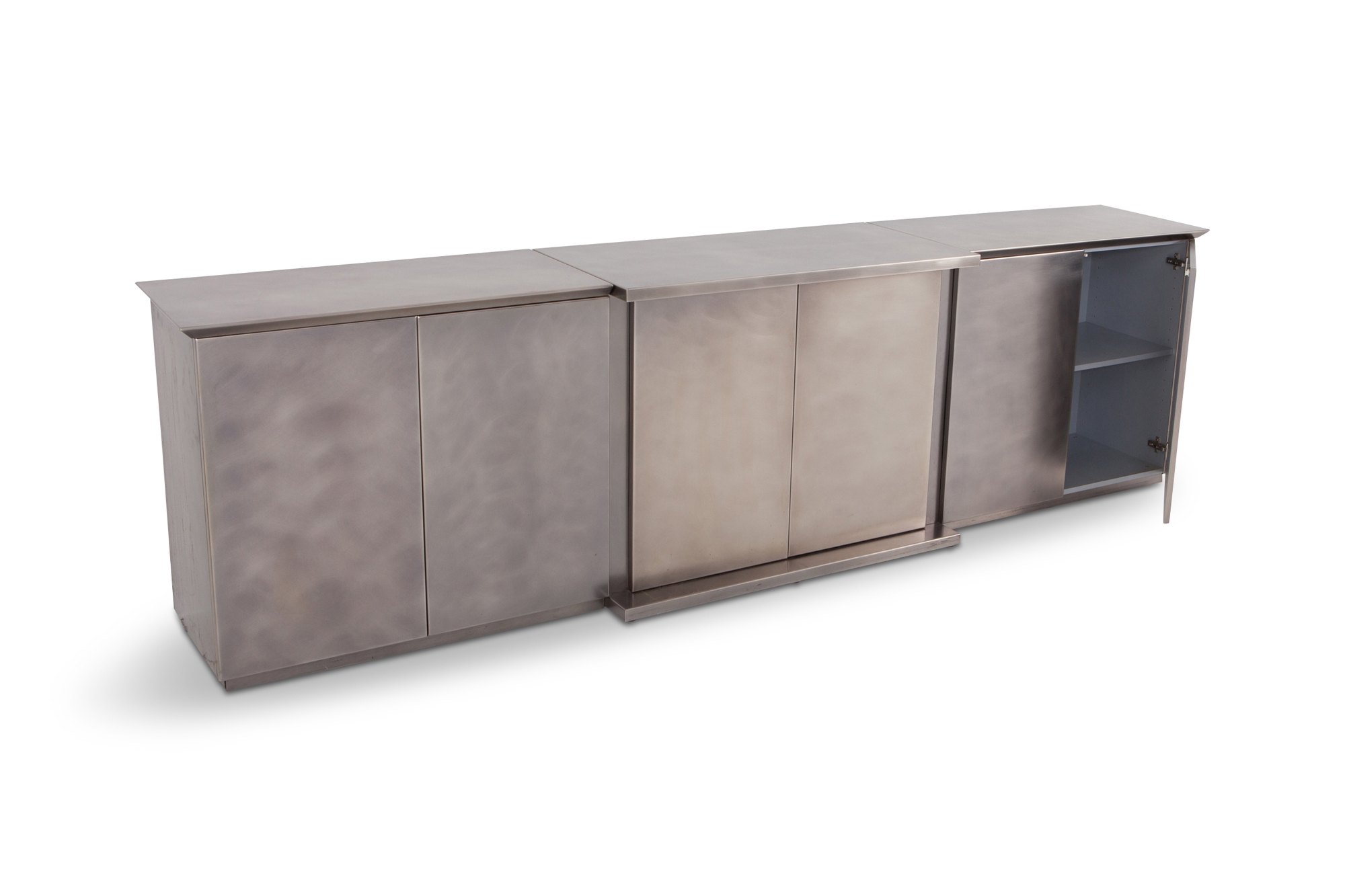 Belgo Chrome Credenza in Brushed Stainless Steel - 1980s