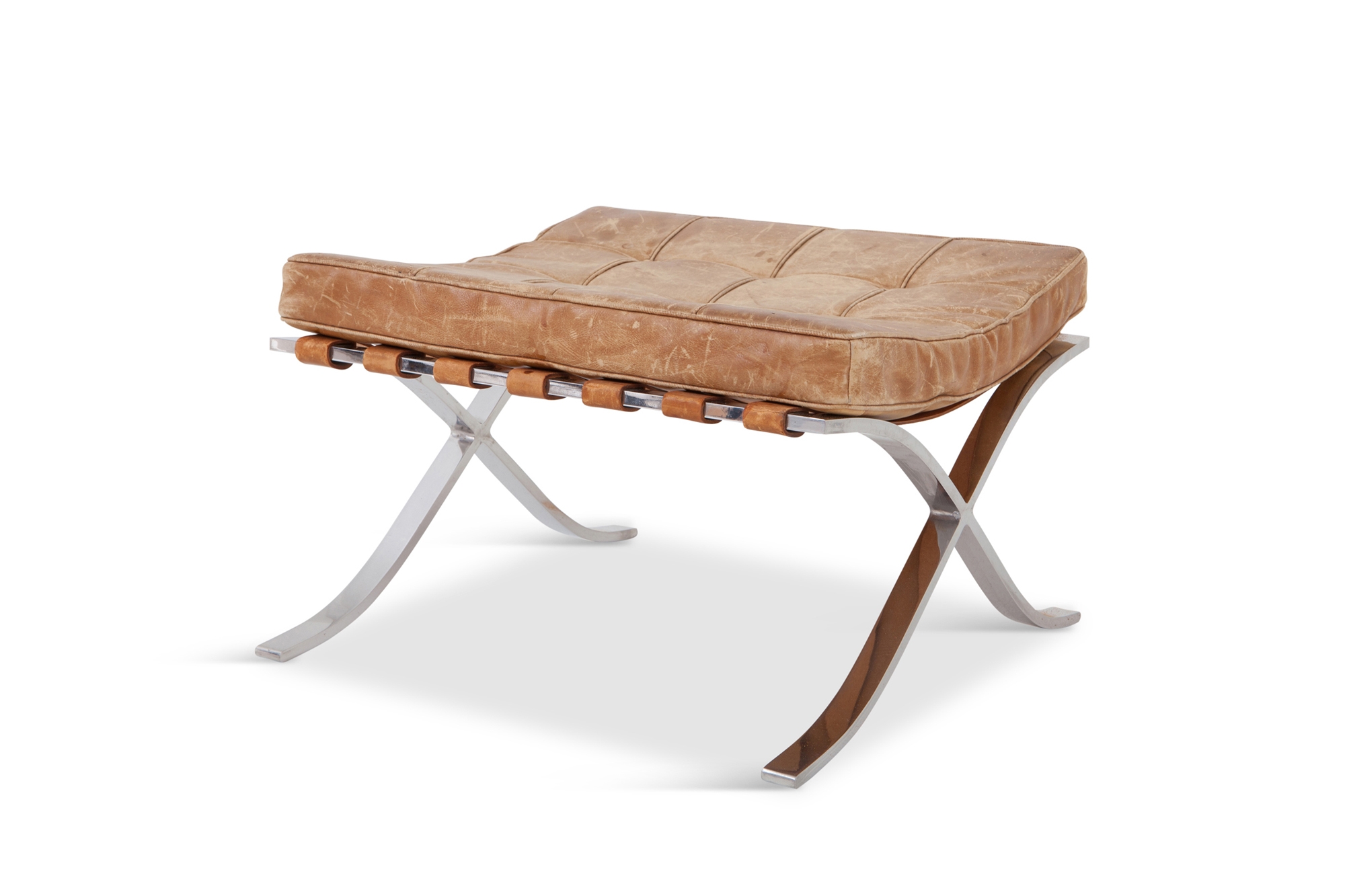 Barcelona Ottoman by Ludwig Mies van der Rohe in Original Cognac Leather - 1960s