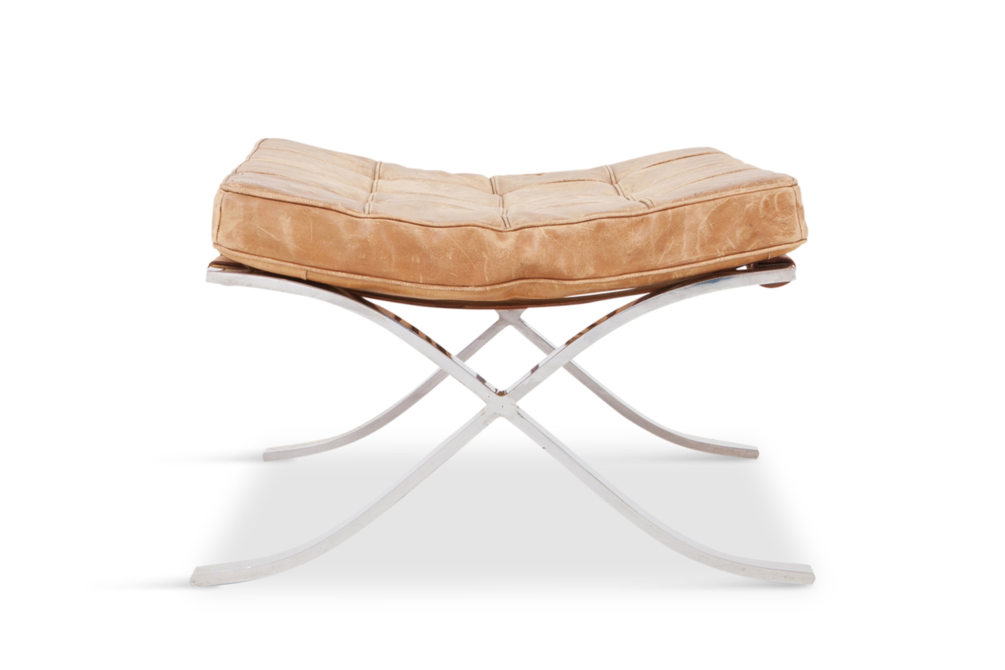 Barcelona Ottoman by Ludwig Mies van der Rohe in Original Cognac Leather - 1960s
