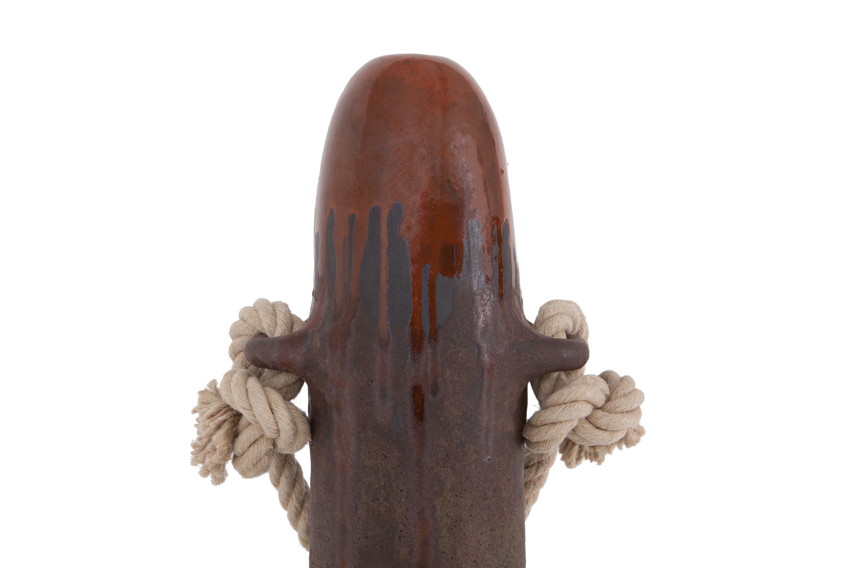 Ceramic Collectible Design Primitive Vase With Rope Detail by Harvey Bouterse - 2018