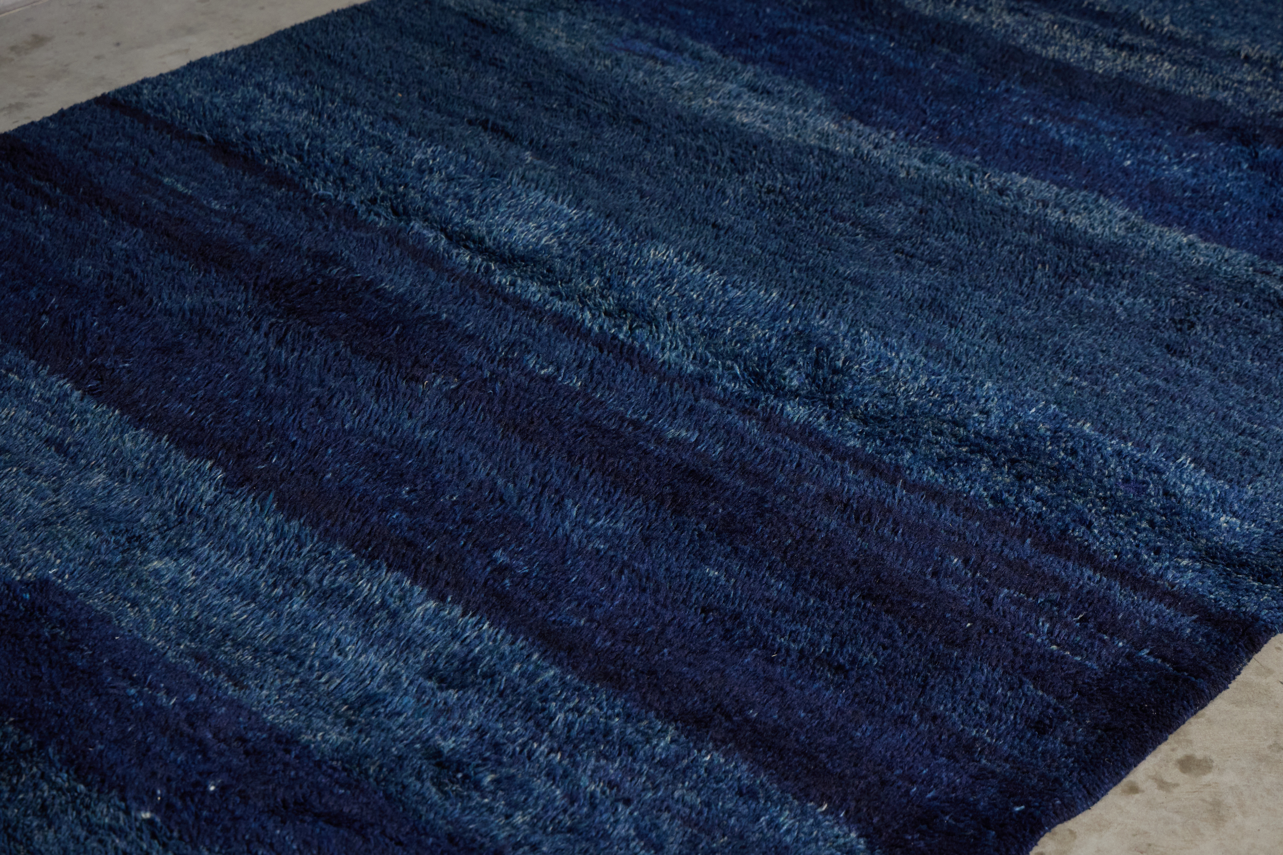 Contemporary Wool Rug in Blue Tones, Turkey - 21st Century