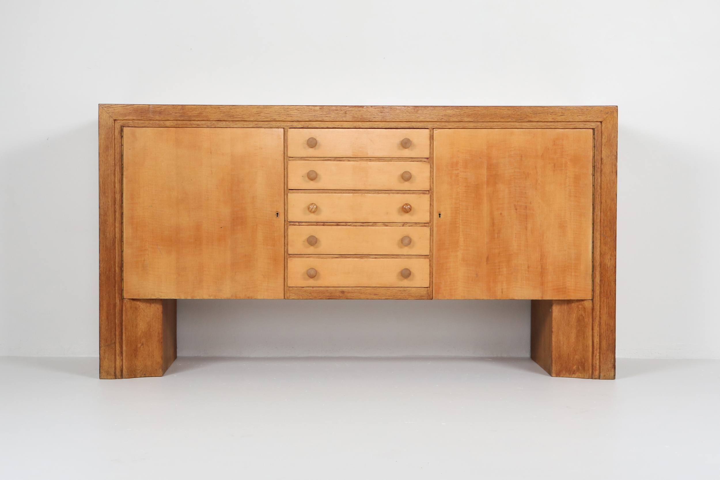 Oak and Birch 1930s Naturalist Art Deco buffet - 1930s