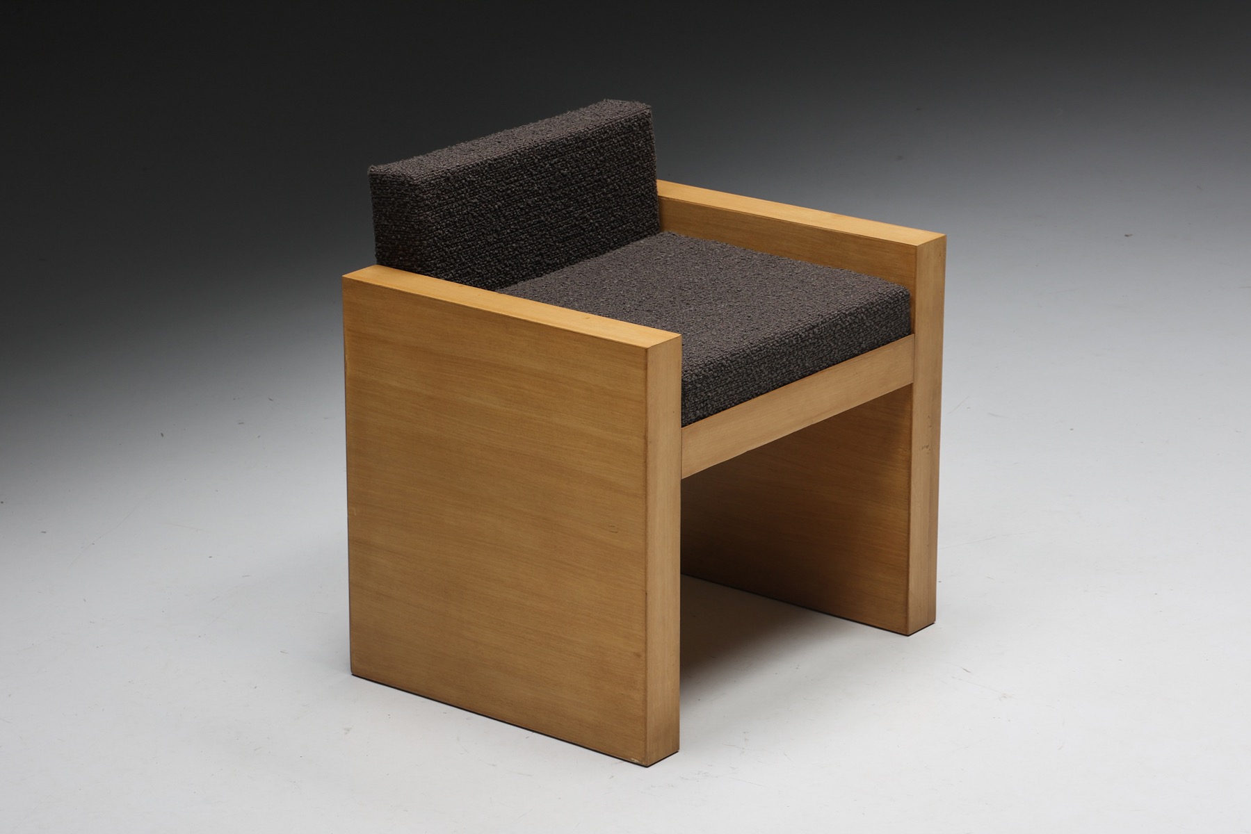 Cubic Oak Postmodern Armchairs, Belgium – 1980s