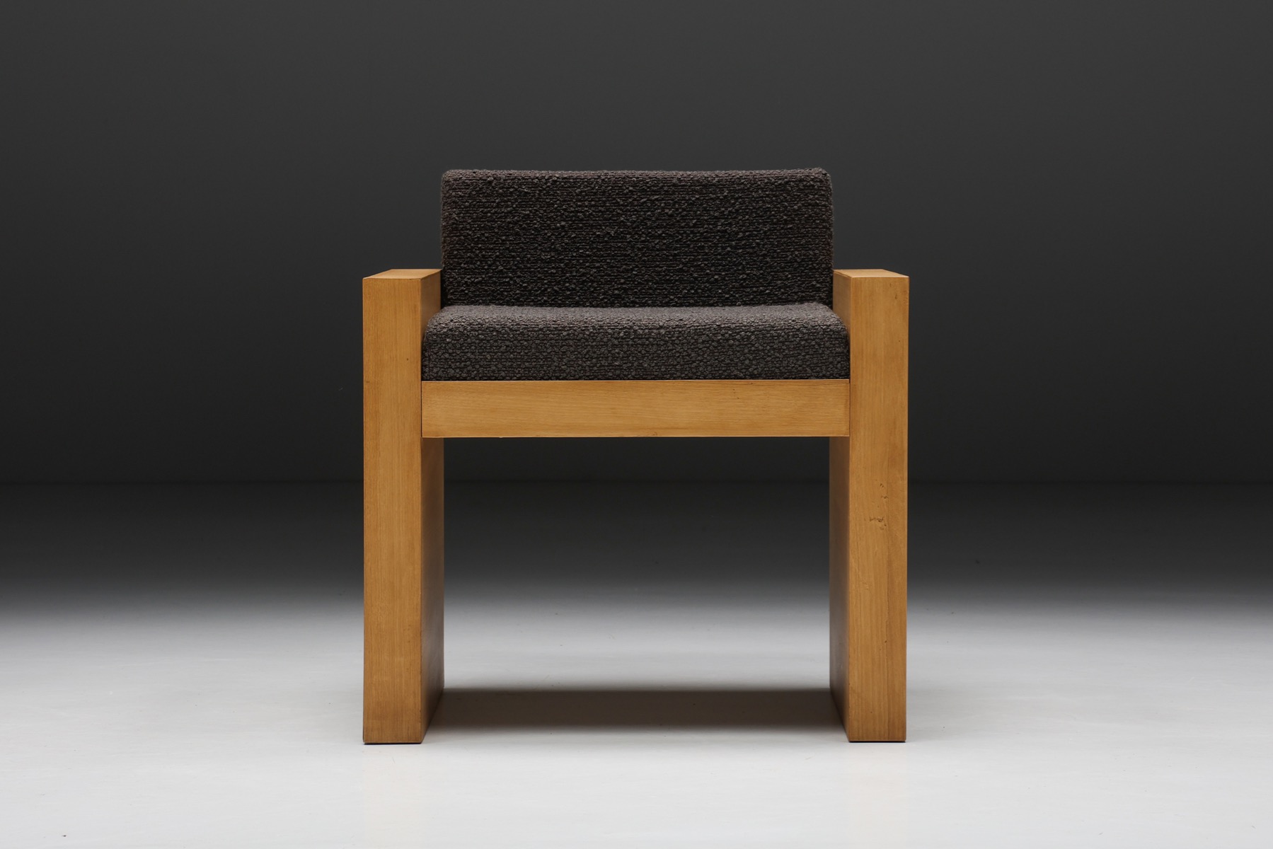 Cubic Oak Postmodern Armchairs, Belgium – 1980s