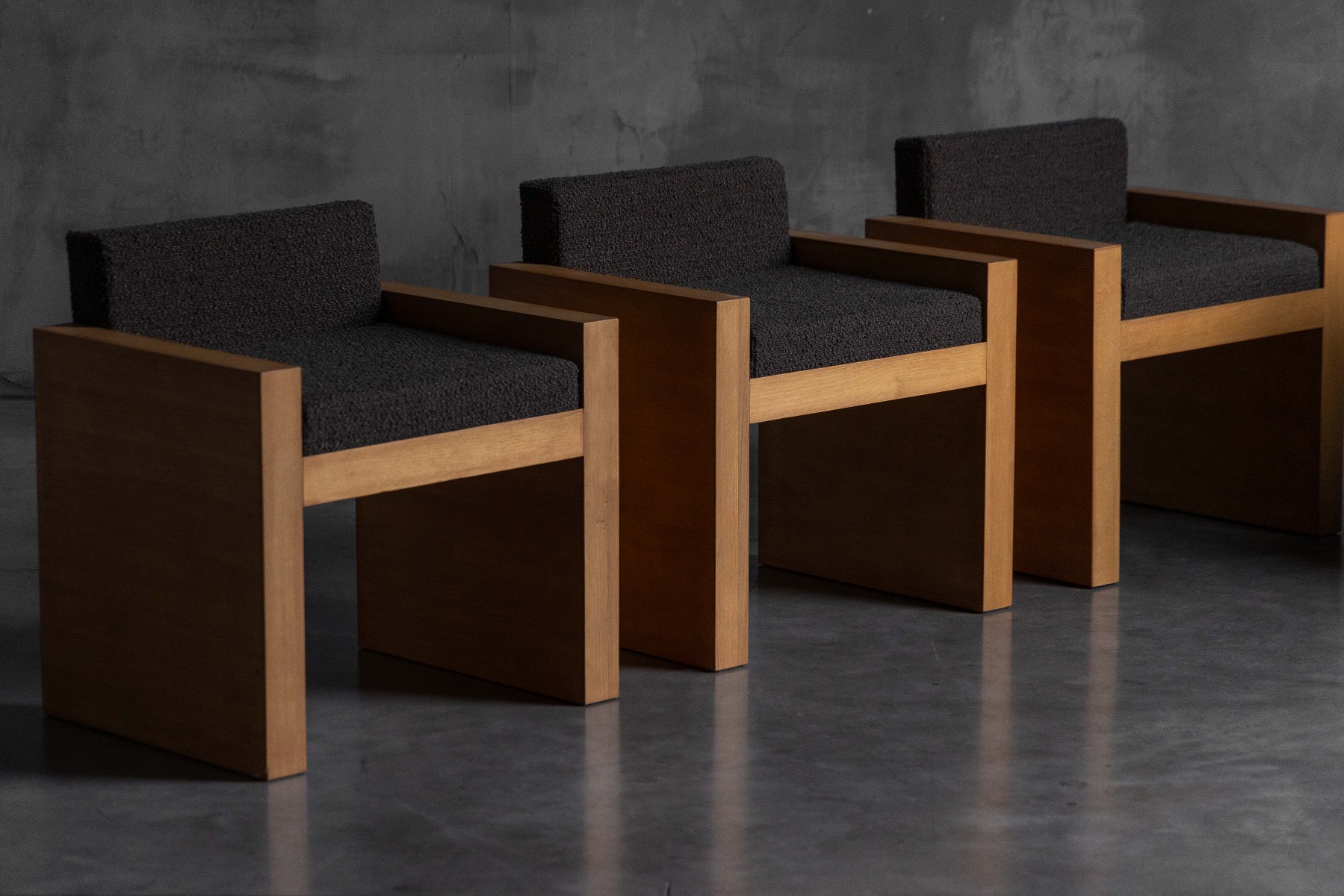 Cubic Oak Postmodern Armchairs, Belgium – 1980s