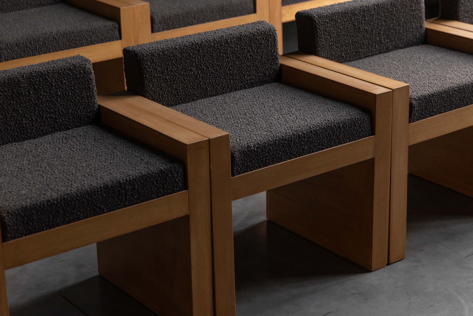 Cubic Oak Postmodern Armchairs, Belgium – 1980s