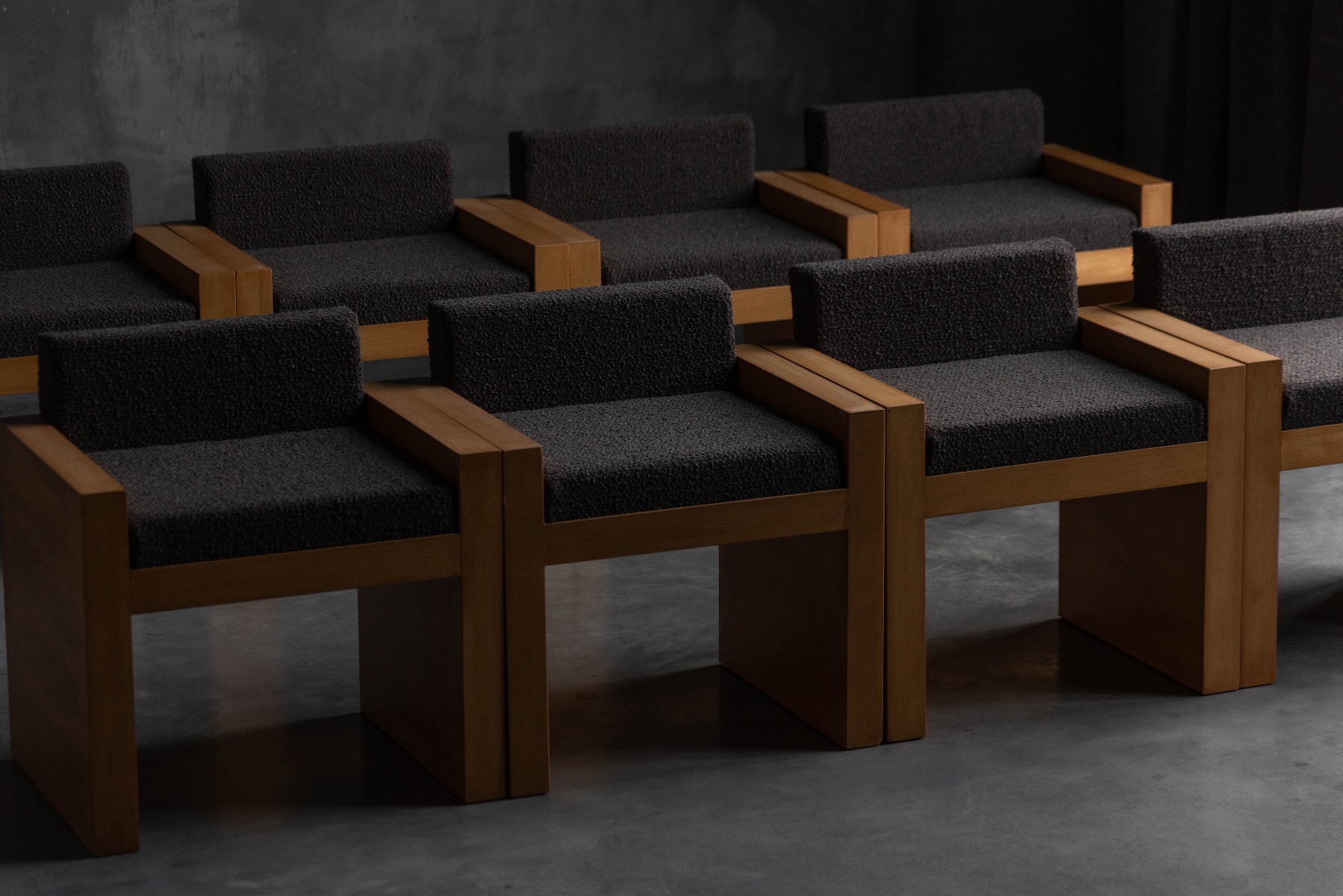 Cubic Oak Postmodern Armchairs, Belgium – 1980s