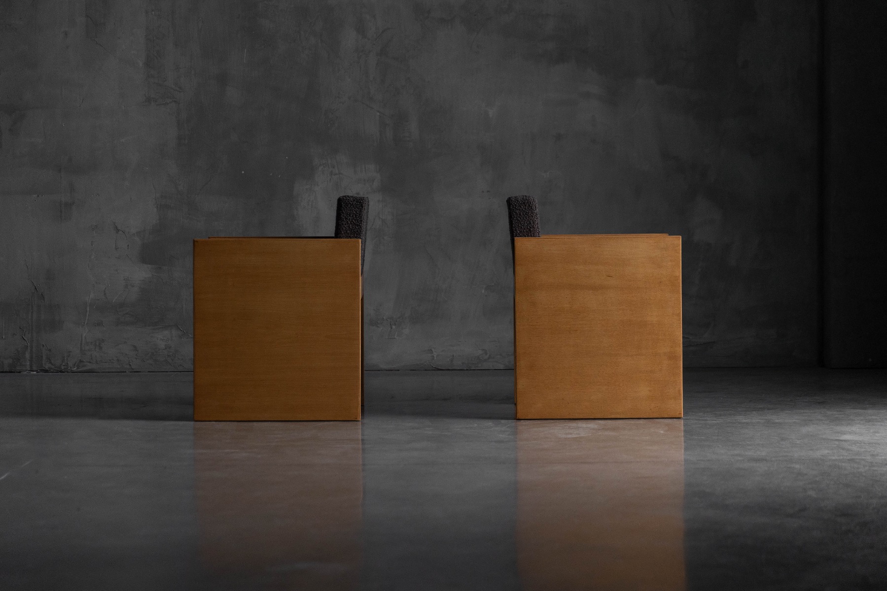 Cubic Oak Postmodern Armchairs, Belgium – 1980s