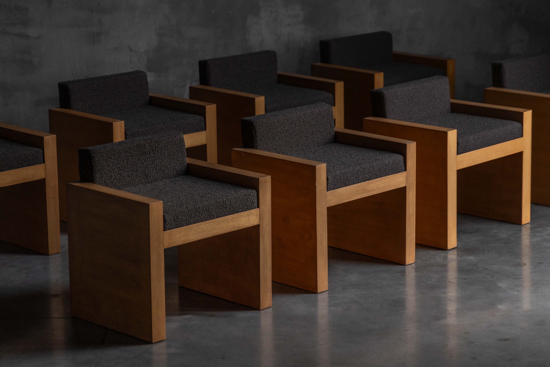 Cubic Oak Postmodern Armchairs, Belgium – 1980s