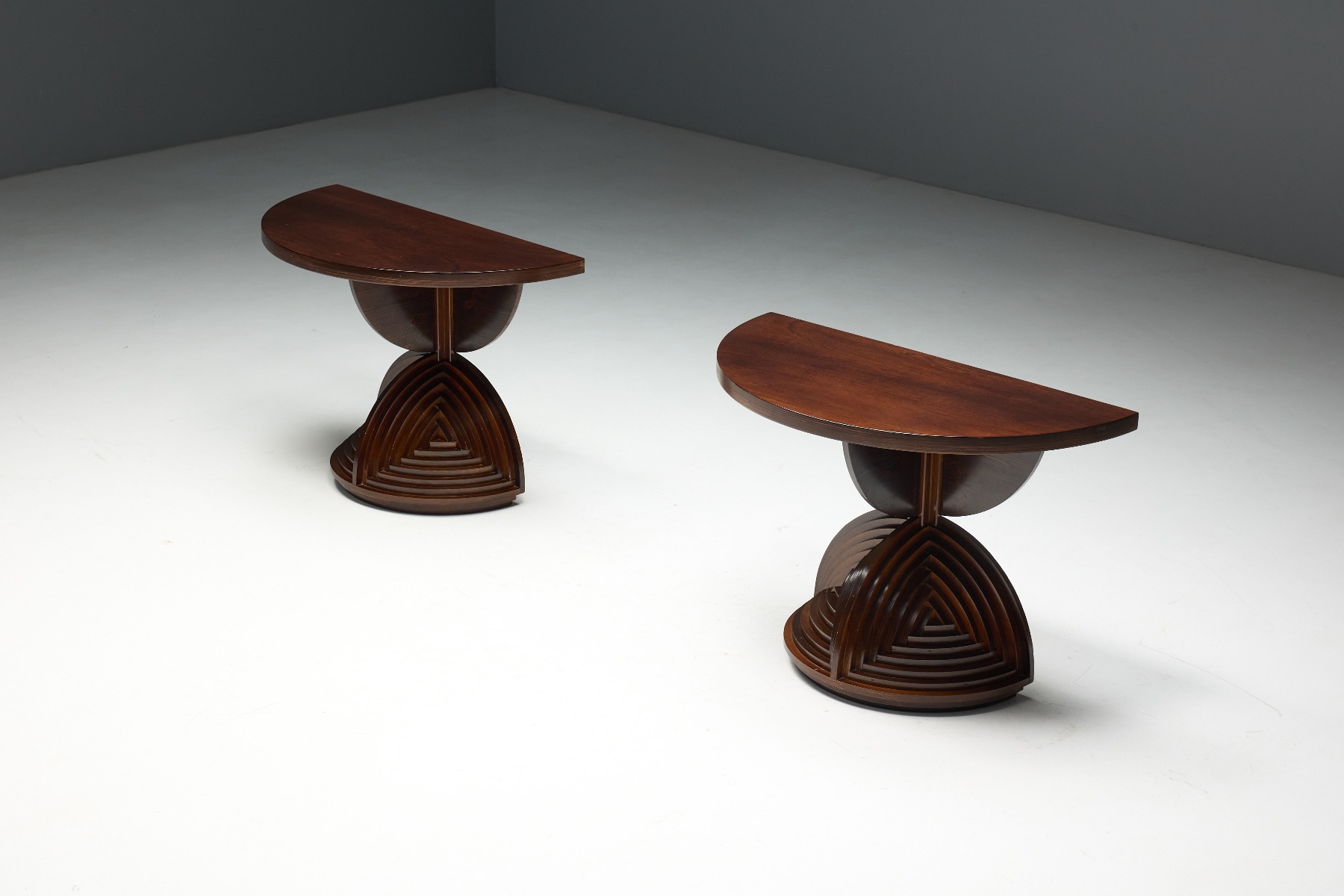 Custom Sculptural Console Tables by Mario Ceroli - 1970s 