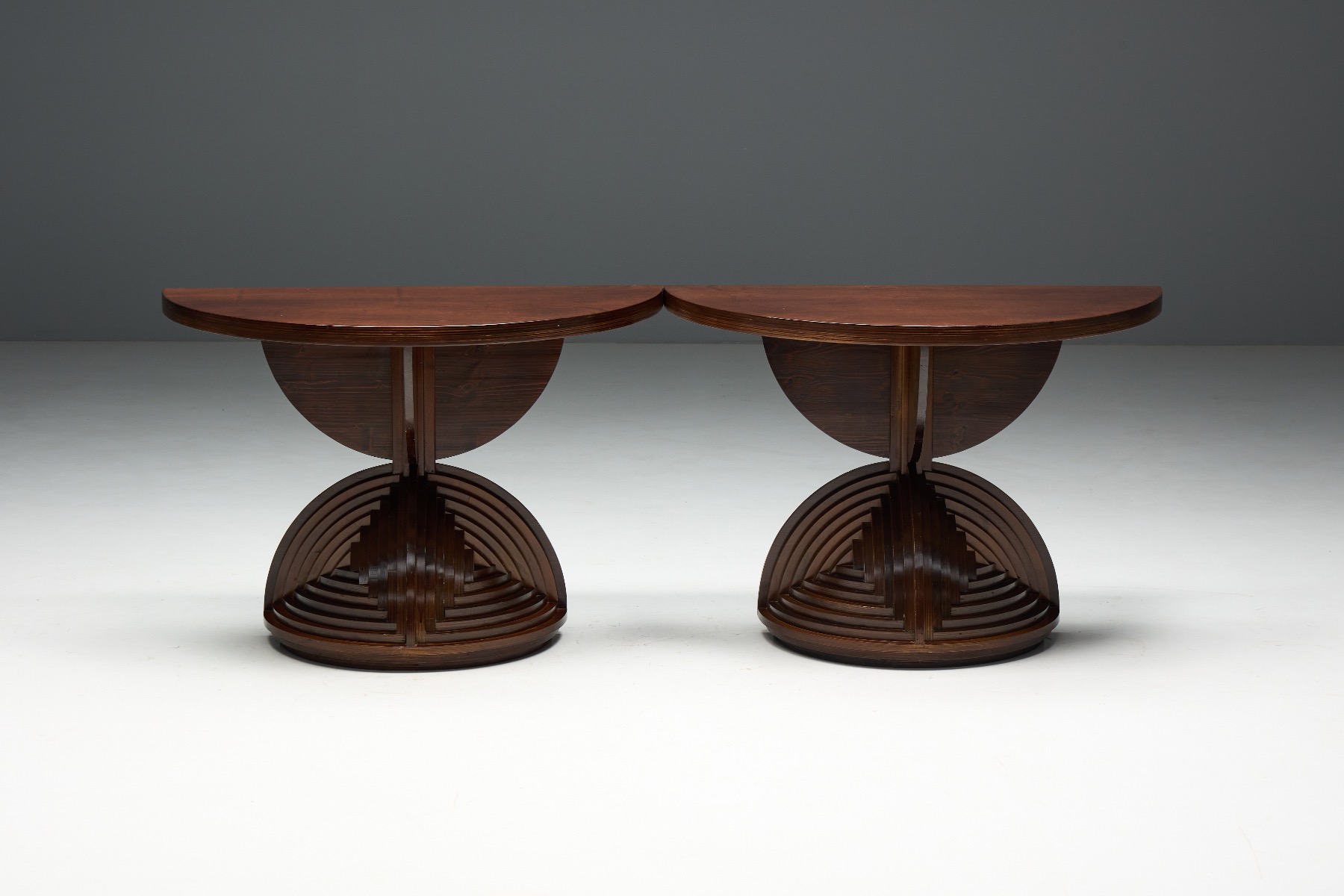 Custom Sculptural Console Tables by Mario Ceroli - 1970s 