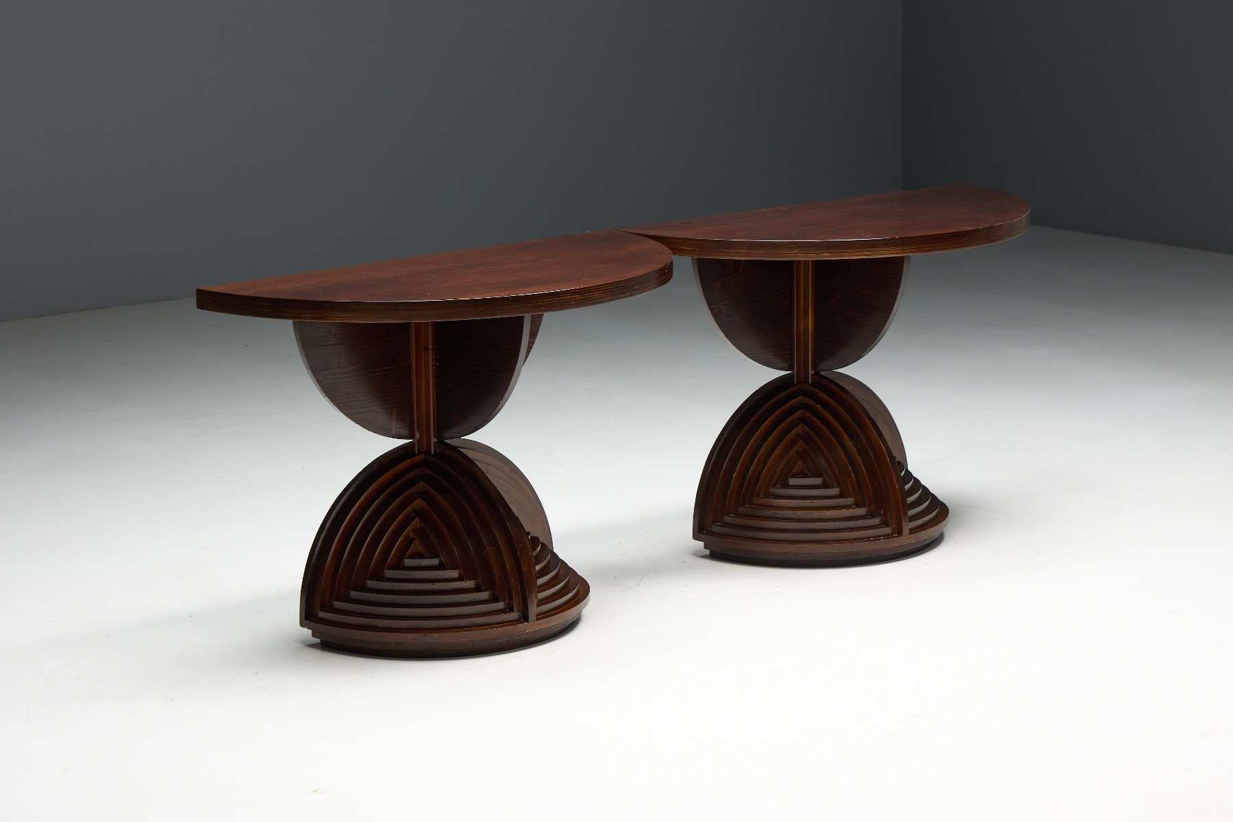 Custom Sculptural Console Tables by Mario Ceroli - 1970s 