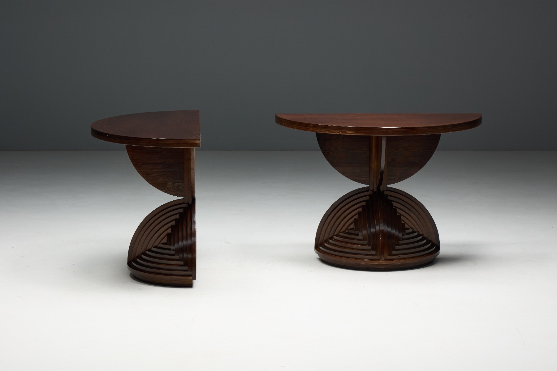 Custom Sculptural Console Tables by Mario Ceroli - 1970s 