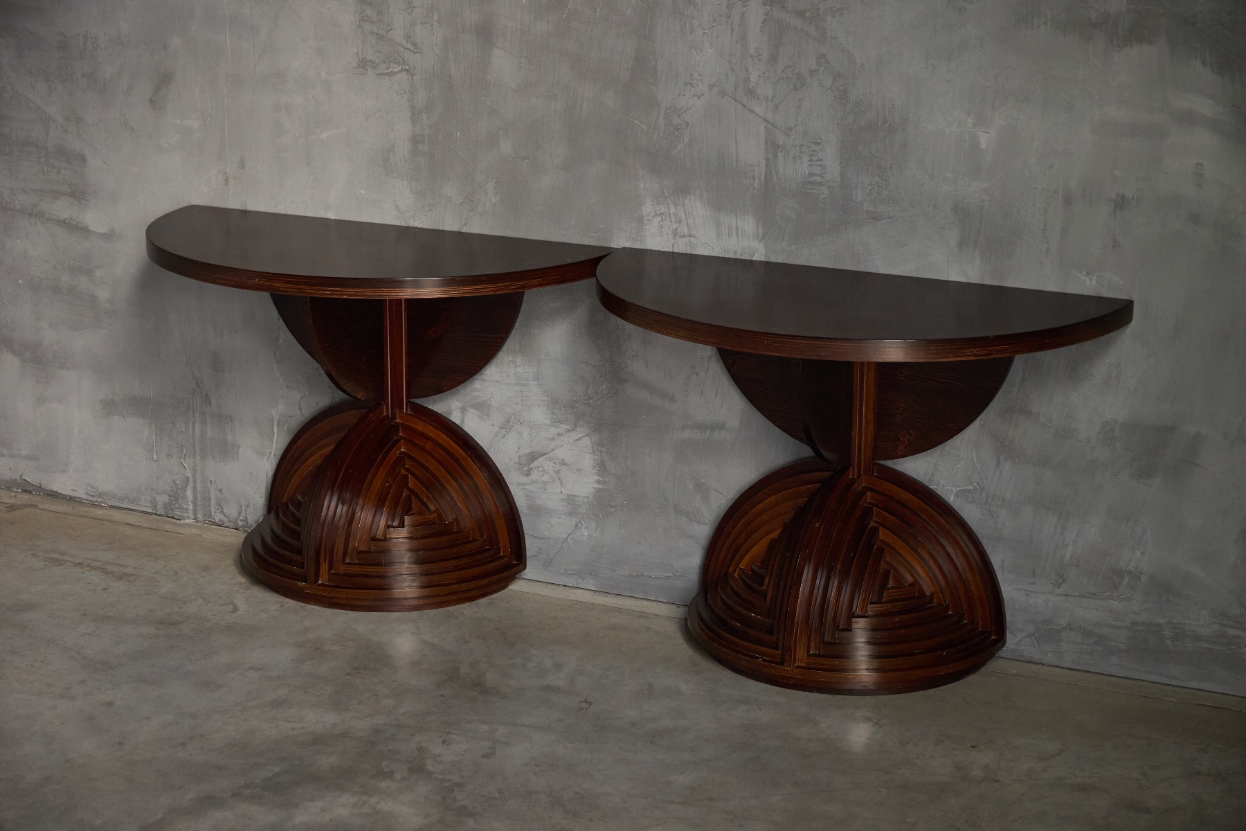 Custom Sculptural Console Tables by Mario Ceroli - 1970s 