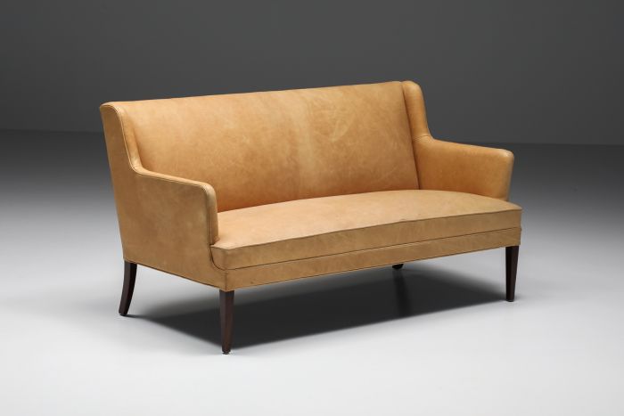  Nanna Ditzel Style Danish Sofa In Camel Leather - 1950's