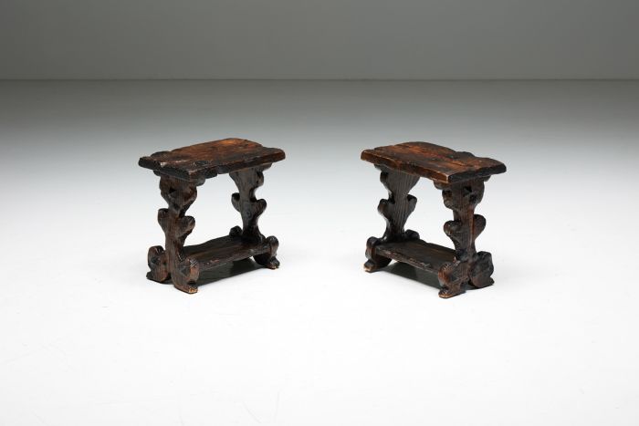 Brutalist Art Populaire Stools - 1950s