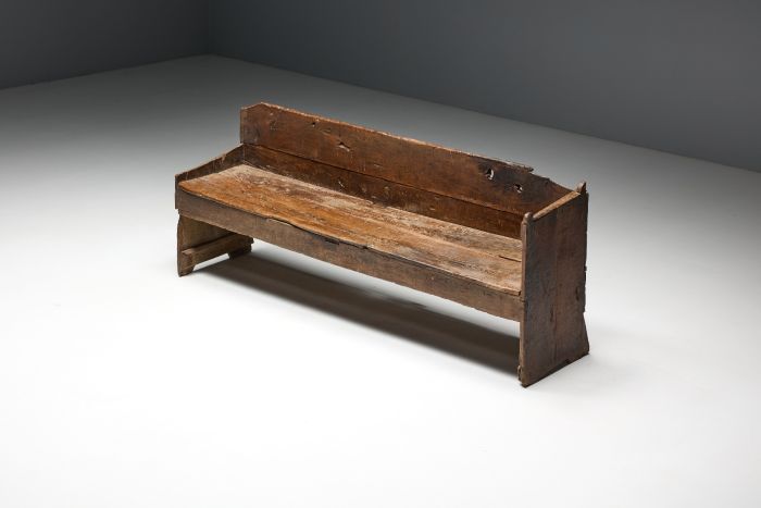 Primitive wabi sabi bench 19th century solid wood