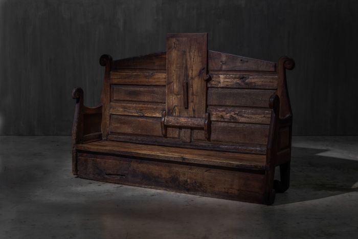 Alpine monastic bench with folding table from the 19th century