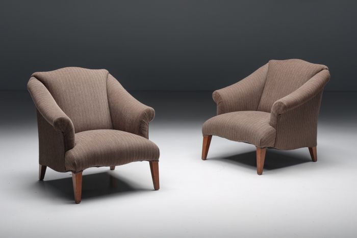 Armchair in striped upholstery circa 1950s