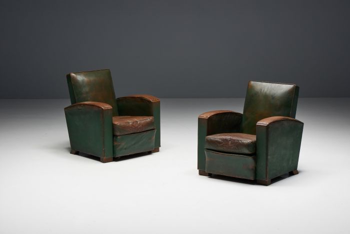 Art Deco leather club chairs 1930s