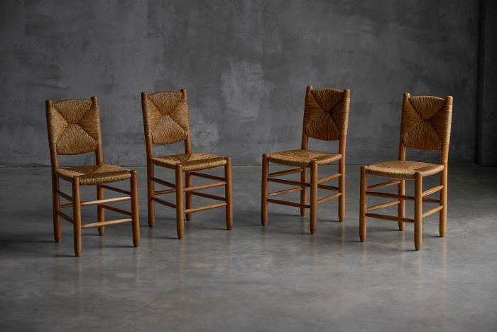 Bauche dining chairs designed by Charlotte Perriand for Steph Simon, 1950s