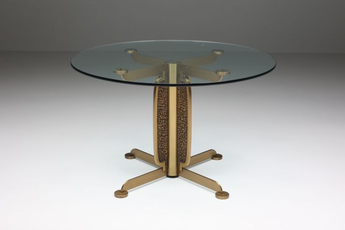 Brass cast dining table by Luciano Frigerio from the 1970s