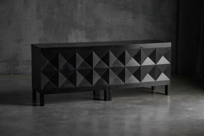 Brutalist De Coene sideboard in stained oak from the 1970s