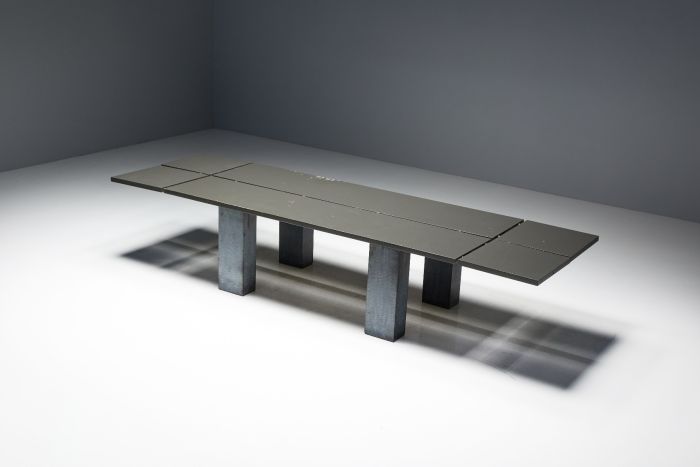 Brutalist dining table with stone base 1970s